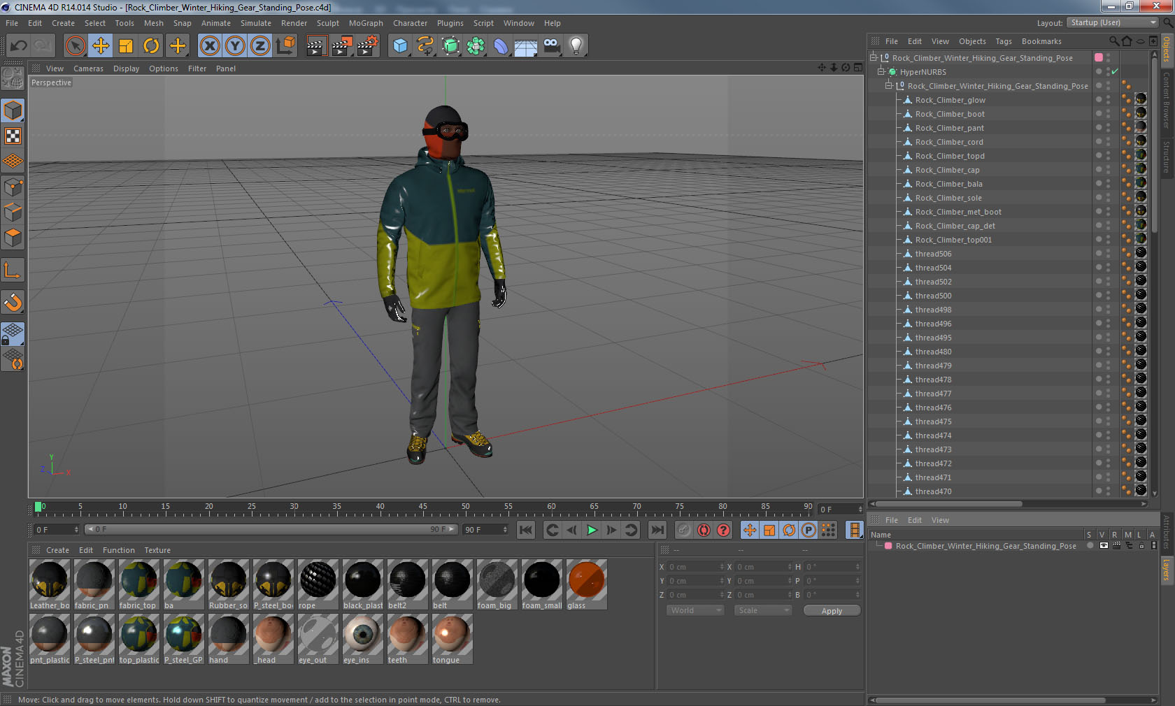 3D model Rock Climber Winter Hiking Gear Standing Pose