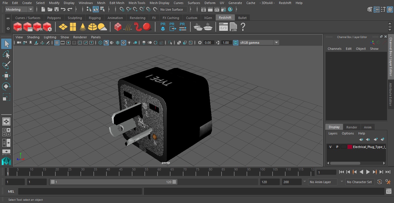 3D Electrical Plug Type I Adapter Black