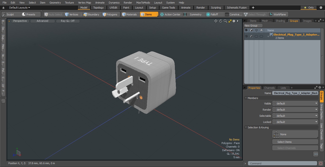 3D Electrical Plug Type I Adapter Black