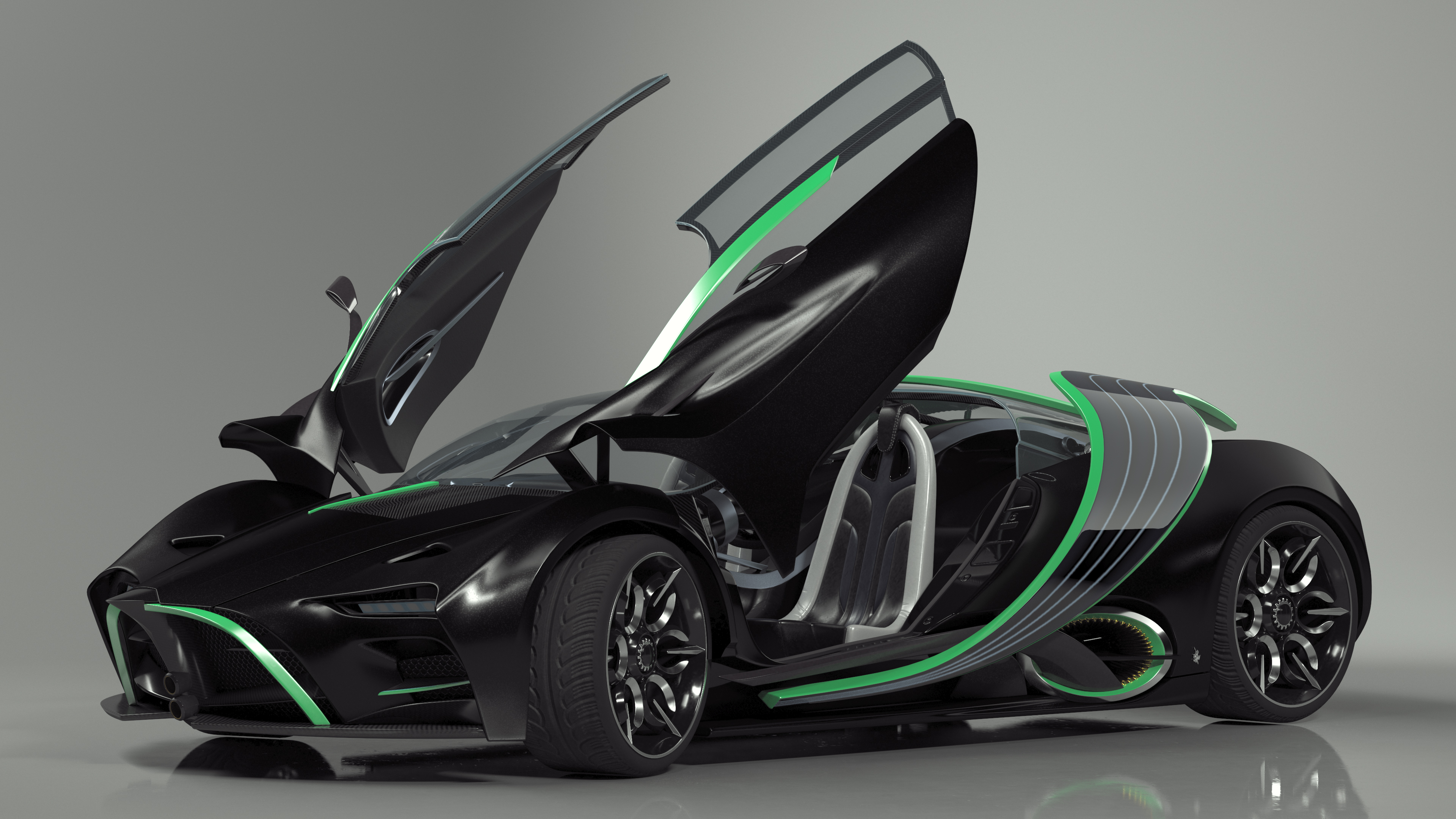 3D model Future Racing Car Black Rigged