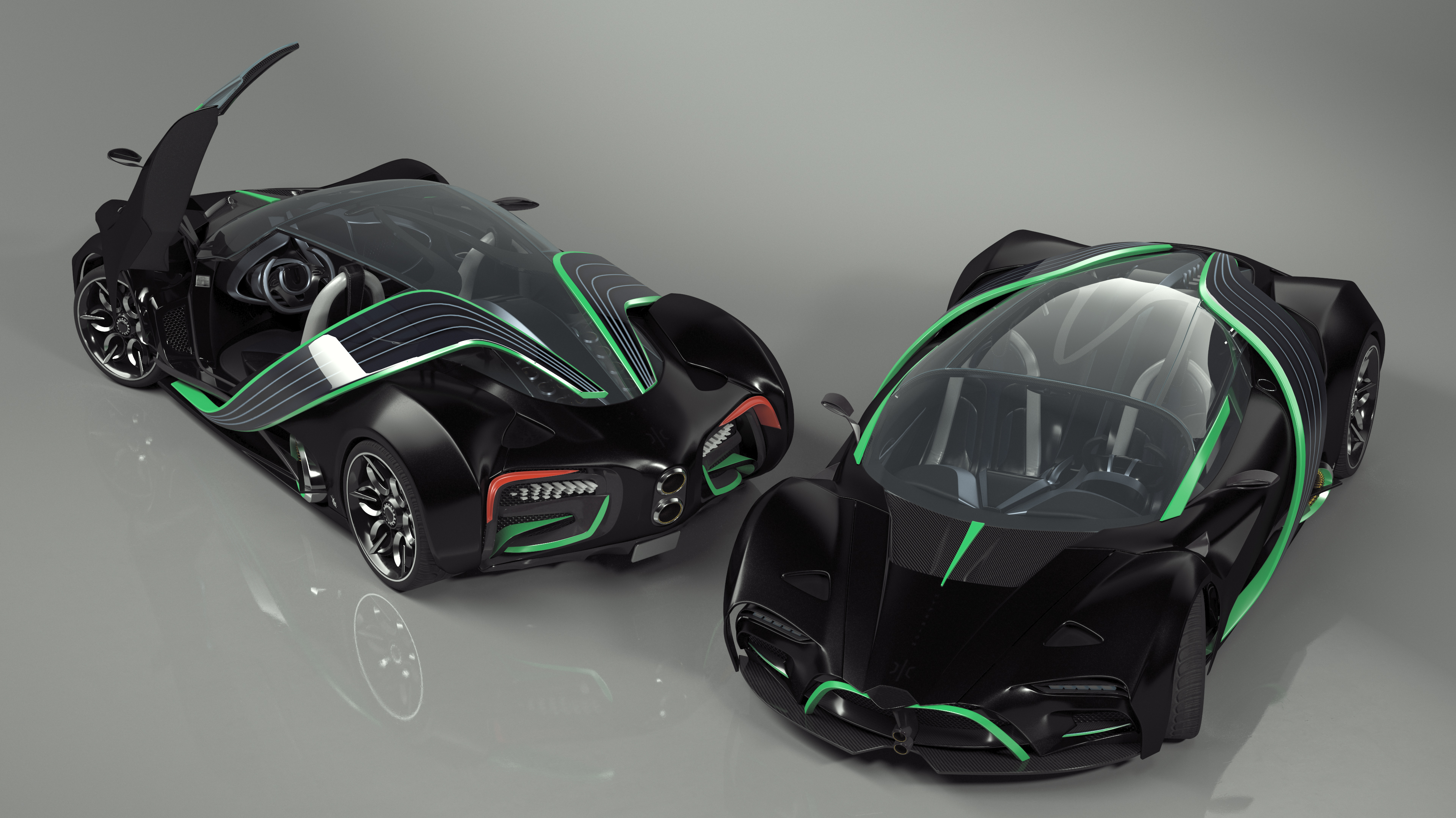 3D model Future Racing Car Black Rigged