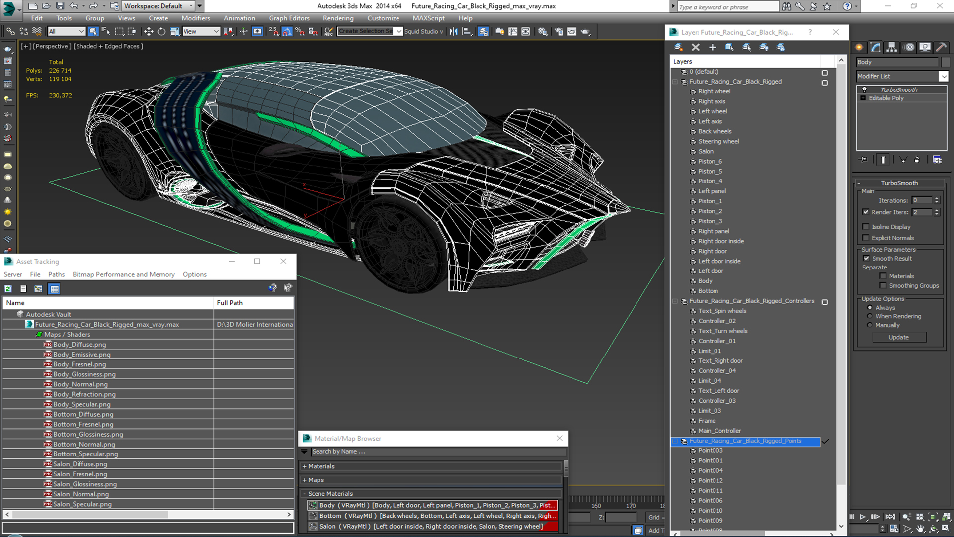 3D model Future Racing Car Black Rigged