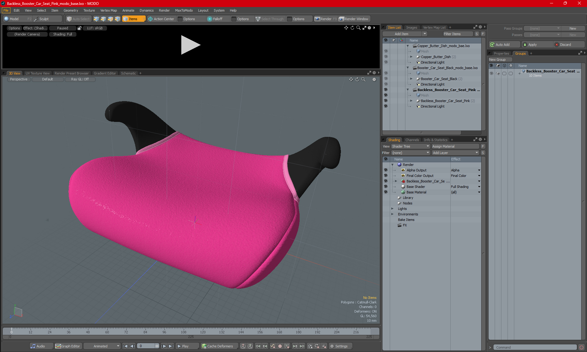 3D model Backless Booster Car Seat Pink
