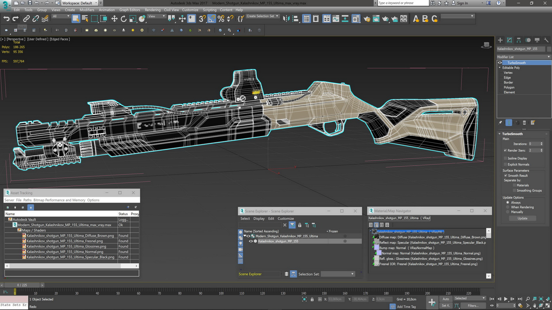 3D model Modern Shotgun Kalashnikov MP 155 Ultima