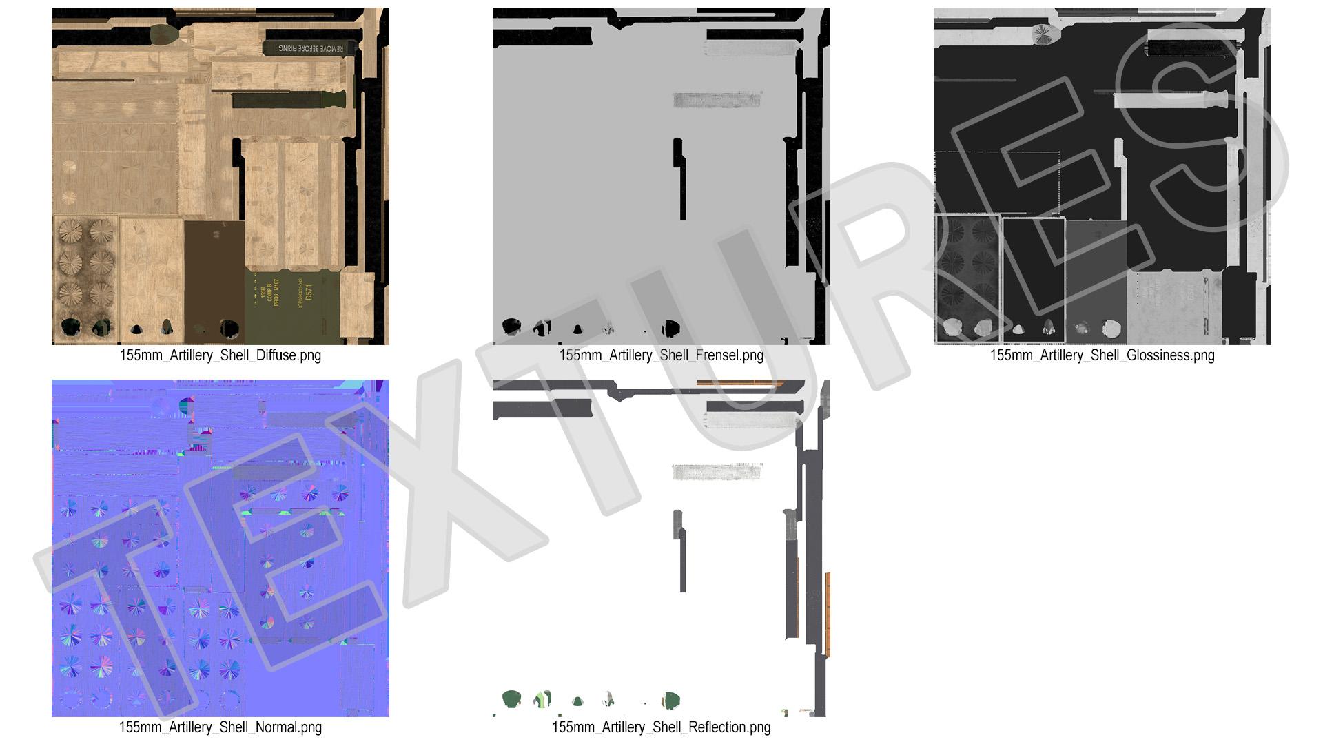 Artillery Shells 155mm on Wooden Pallet 3D model
