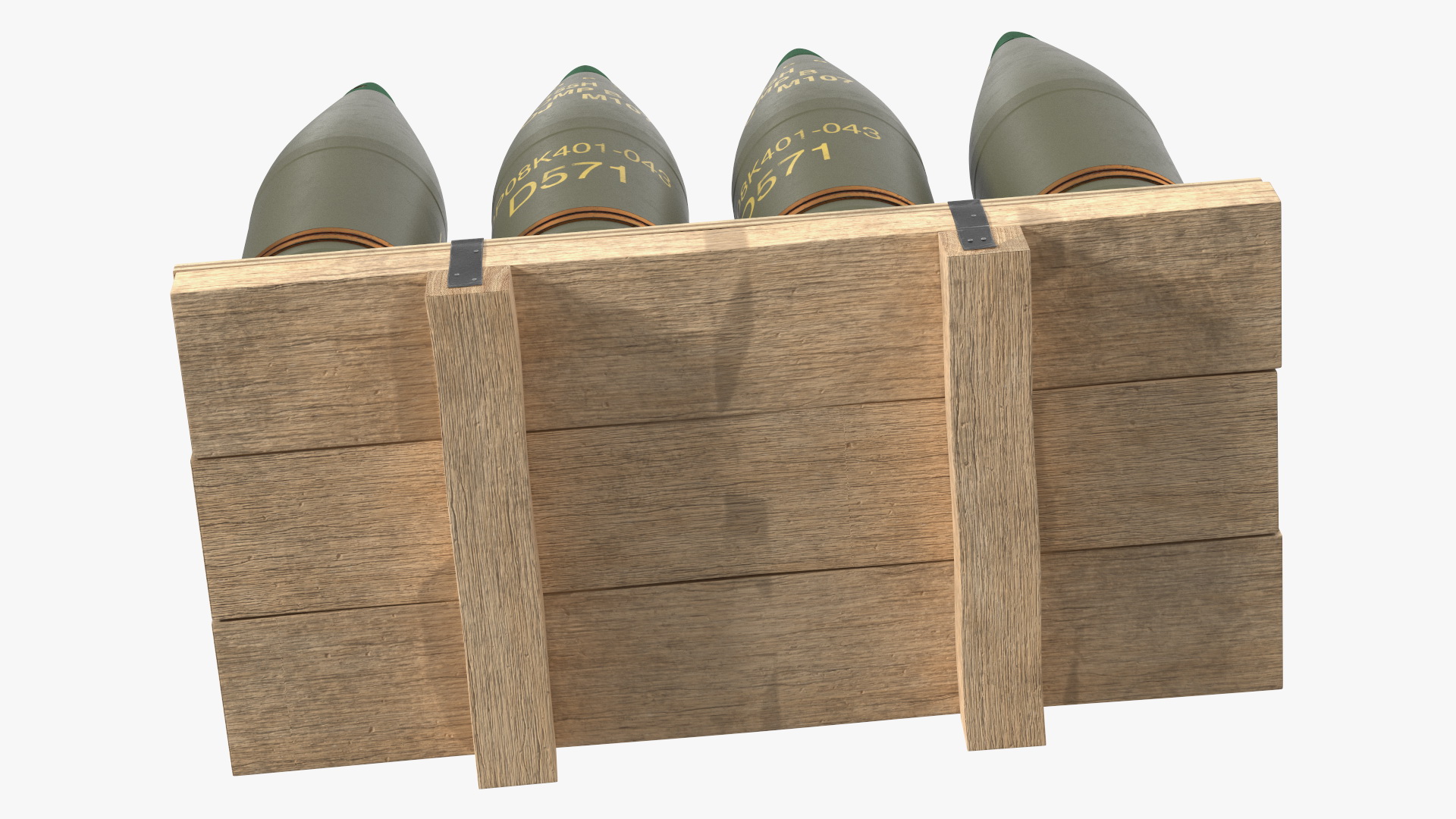 Artillery Shells 155mm on Wooden Pallet 3D model