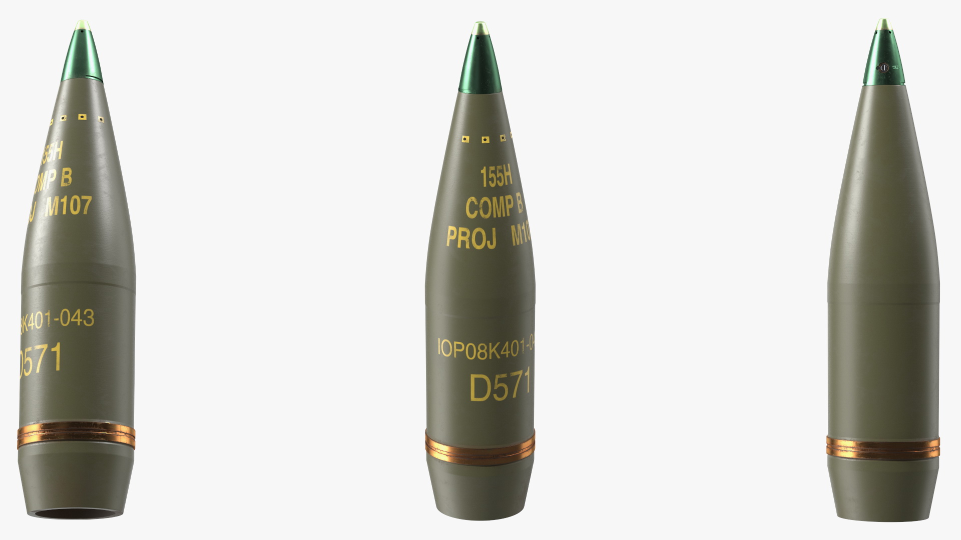Artillery Shells 155mm on Wooden Pallet 3D model