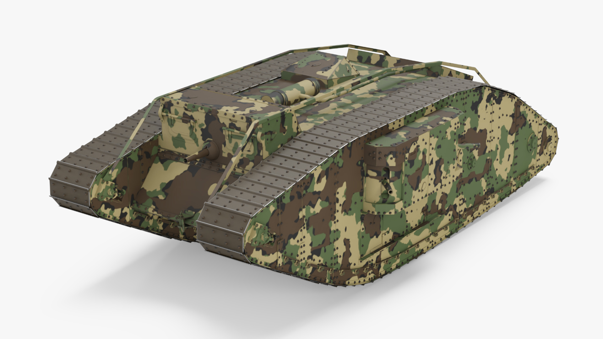 Tank MK 4 Female Camouflage Color Rigged for Maya 3D model