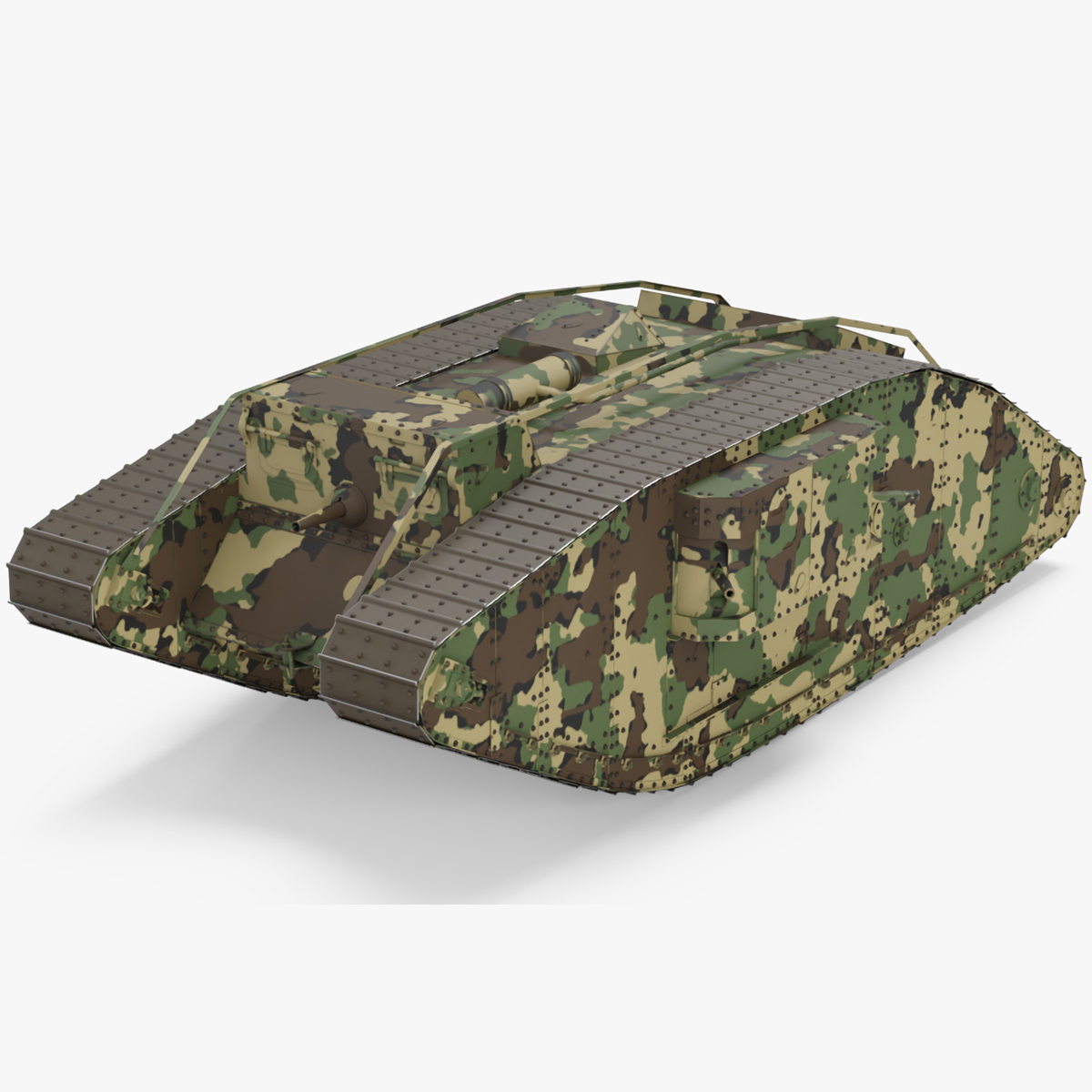 Tank MK 4 Female Camouflage Color Rigged for Maya 3D model