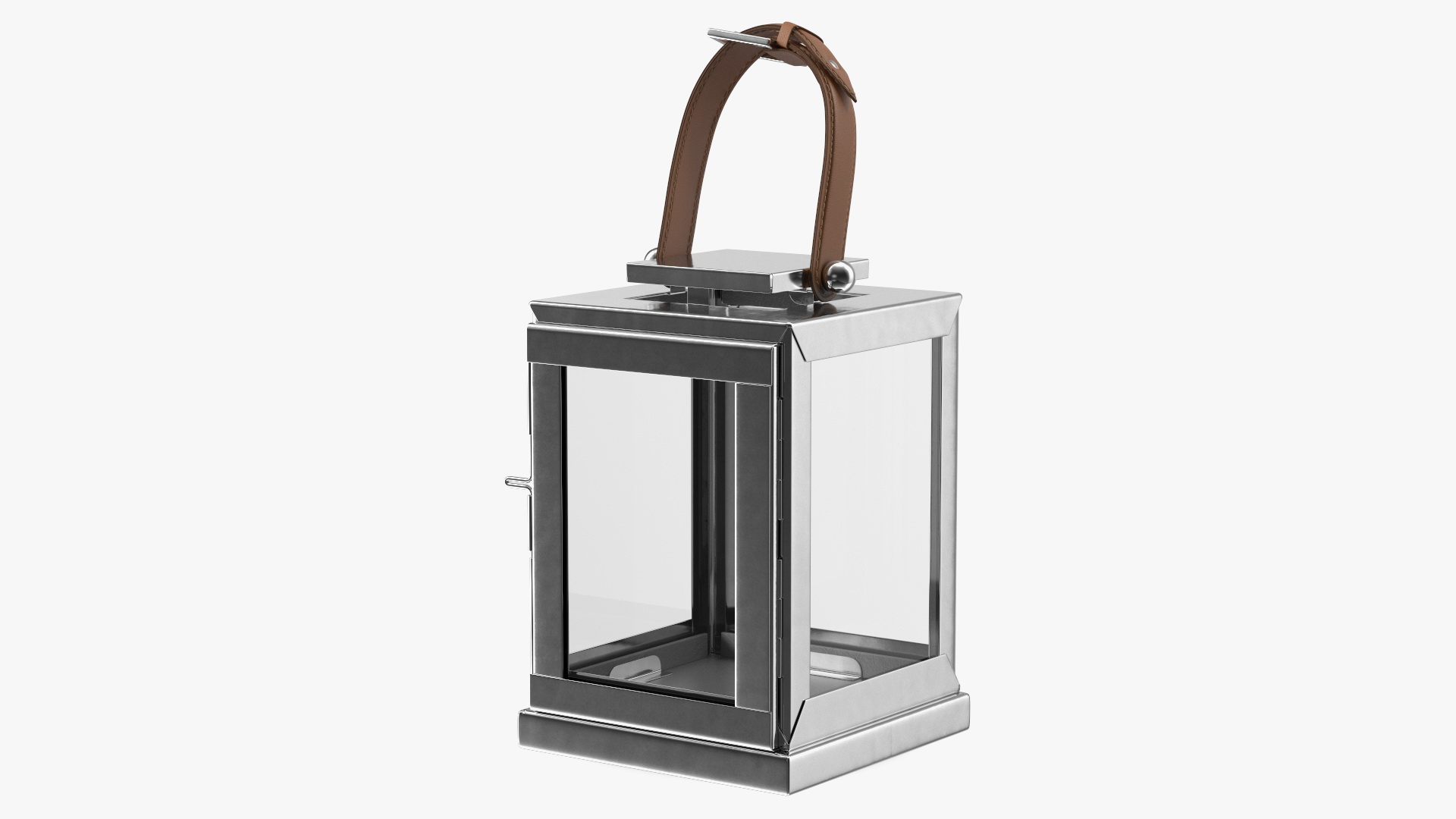 Square Glass and Metal Candle Lantern with Handle 3D model