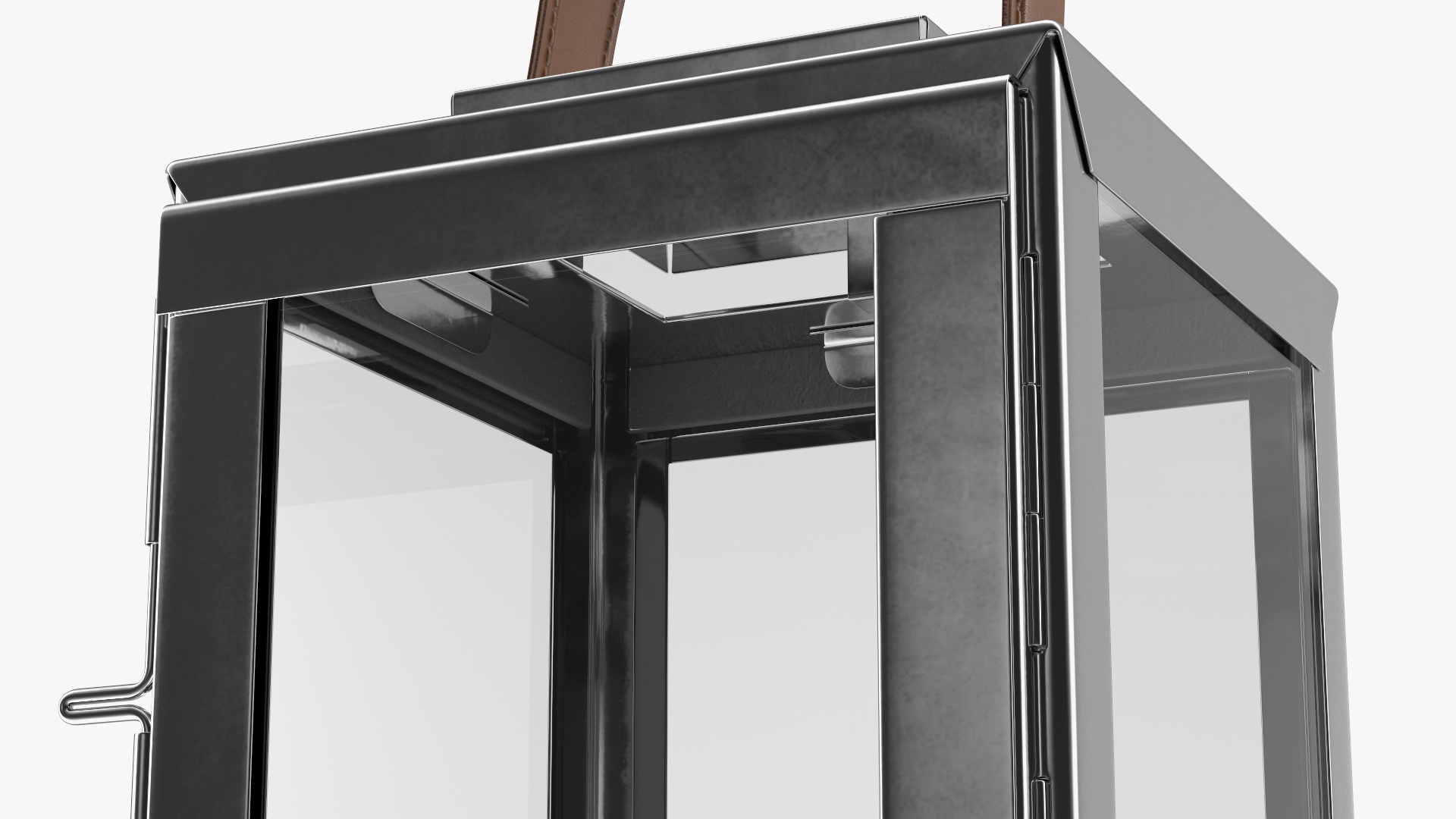 Square Glass and Metal Candle Lantern with Handle 3D model