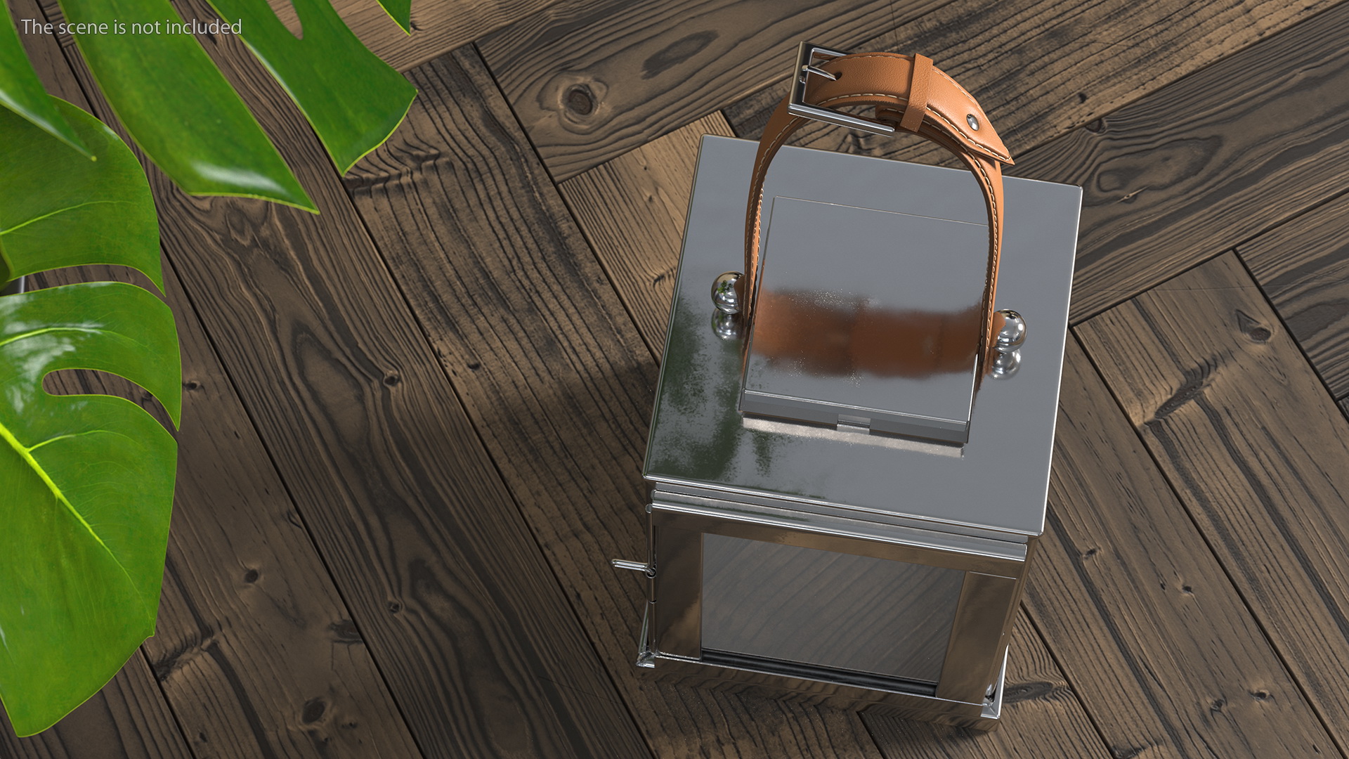 Square Glass and Metal Candle Lantern with Handle 3D model