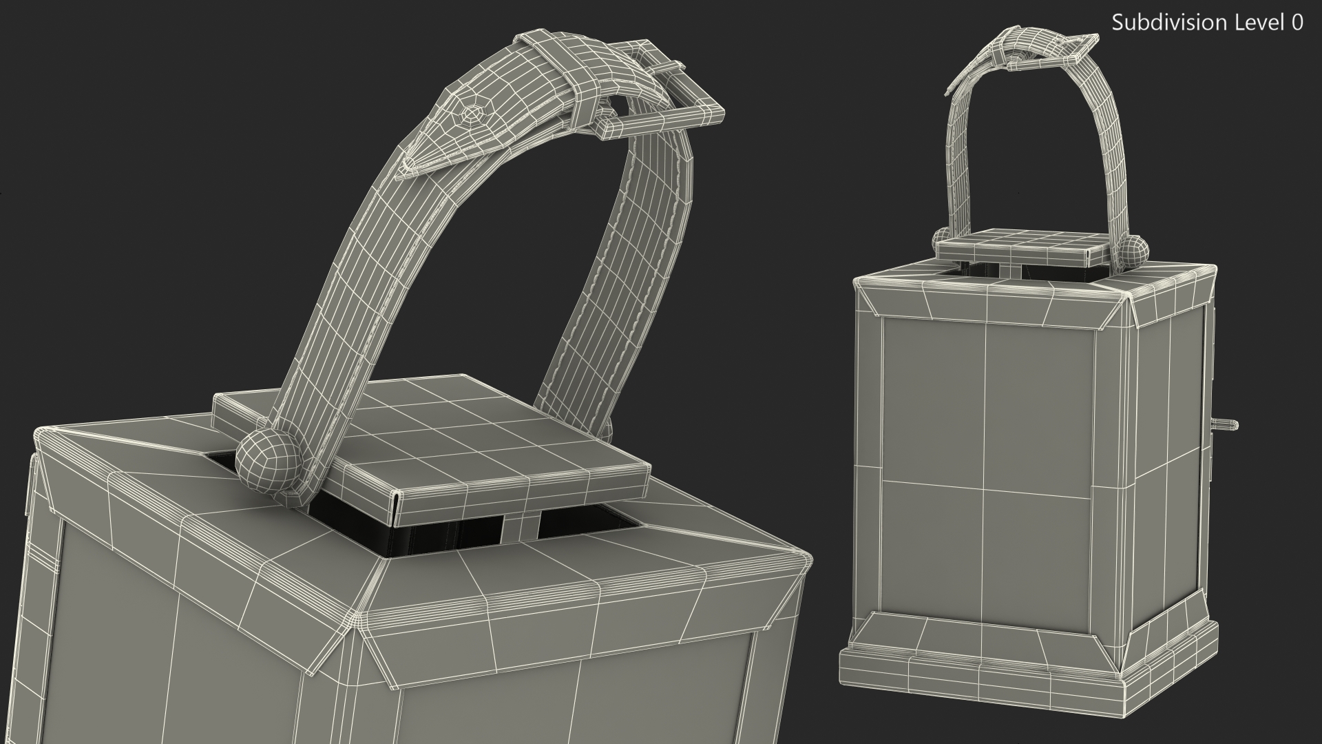 Square Glass and Metal Candle Lantern with Handle 3D model