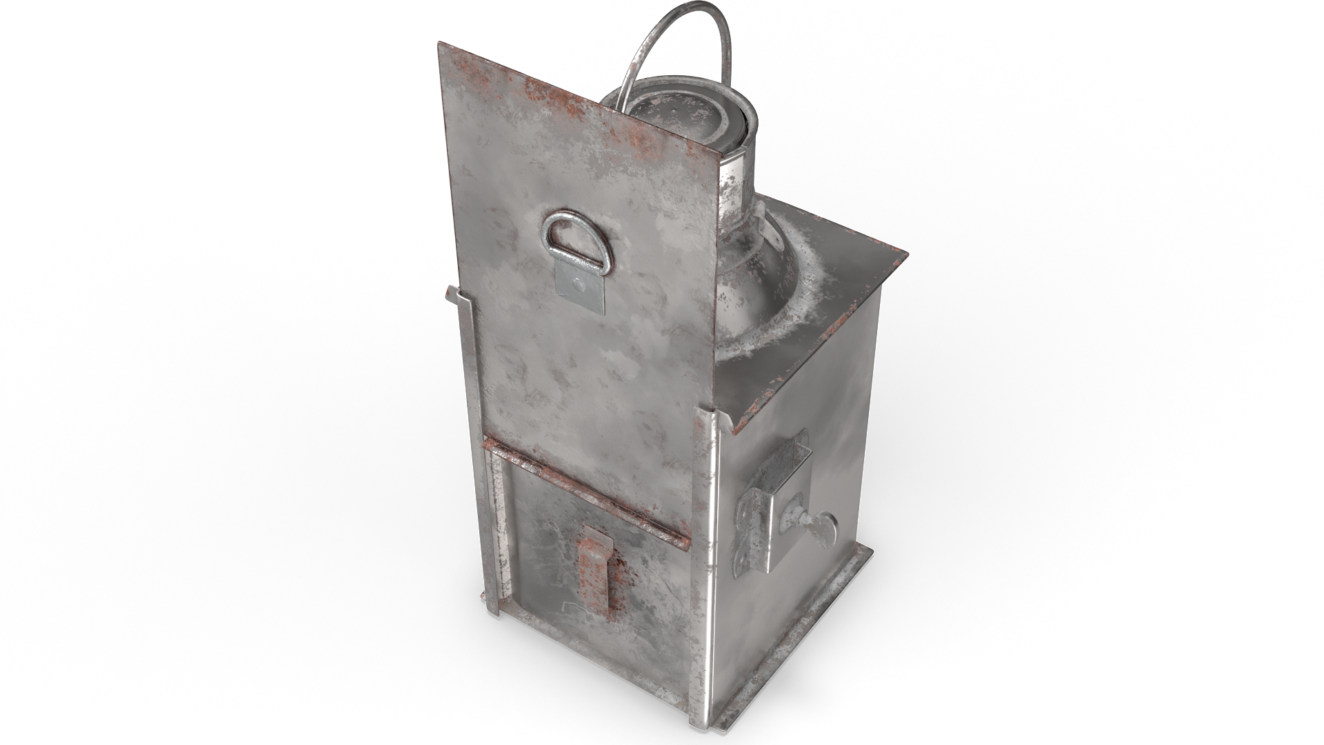 Ship Aged Lamp with Red Glass Disassembled 3D