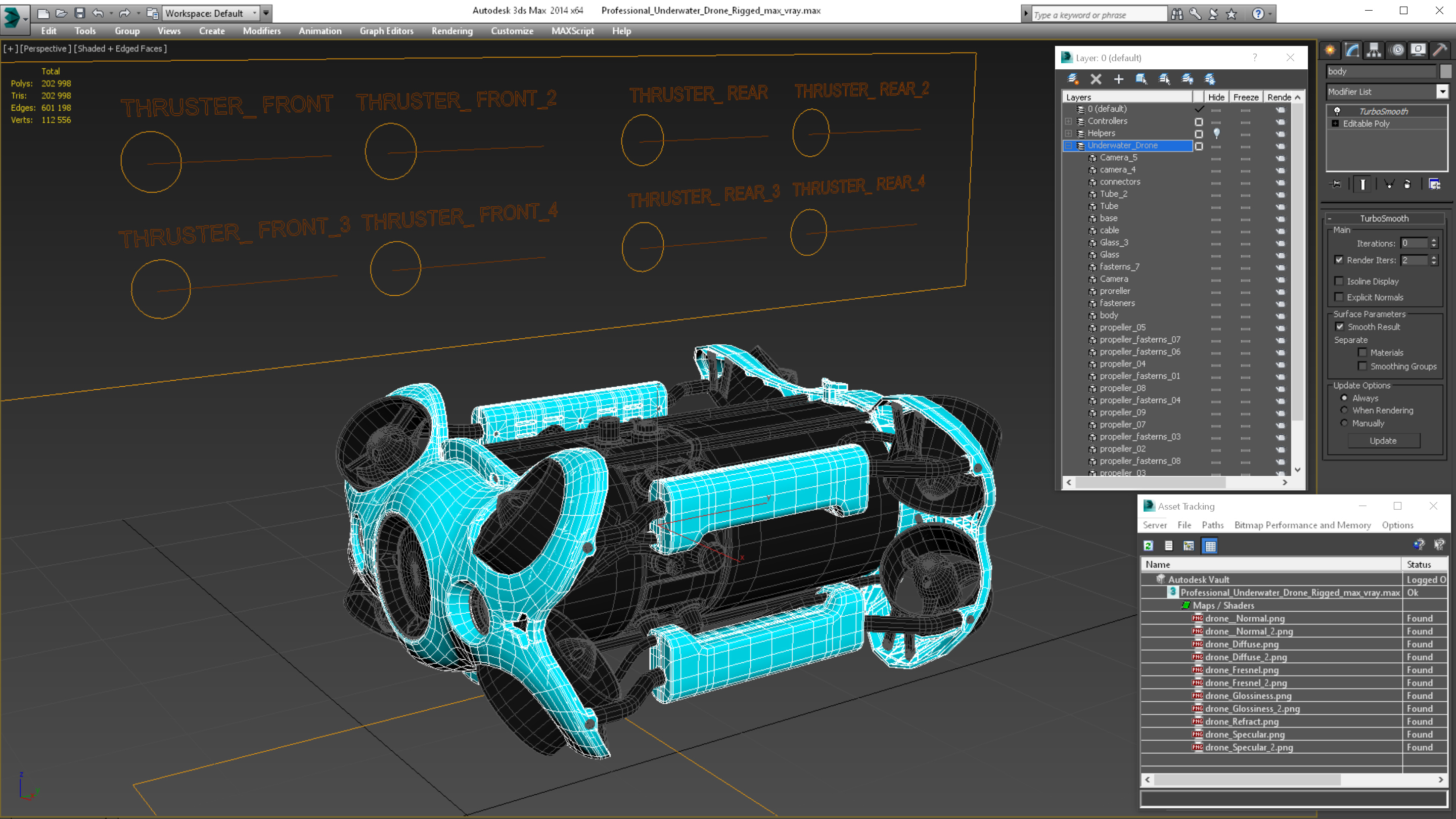 3D model Professional Underwater Drone Rigged for Maya