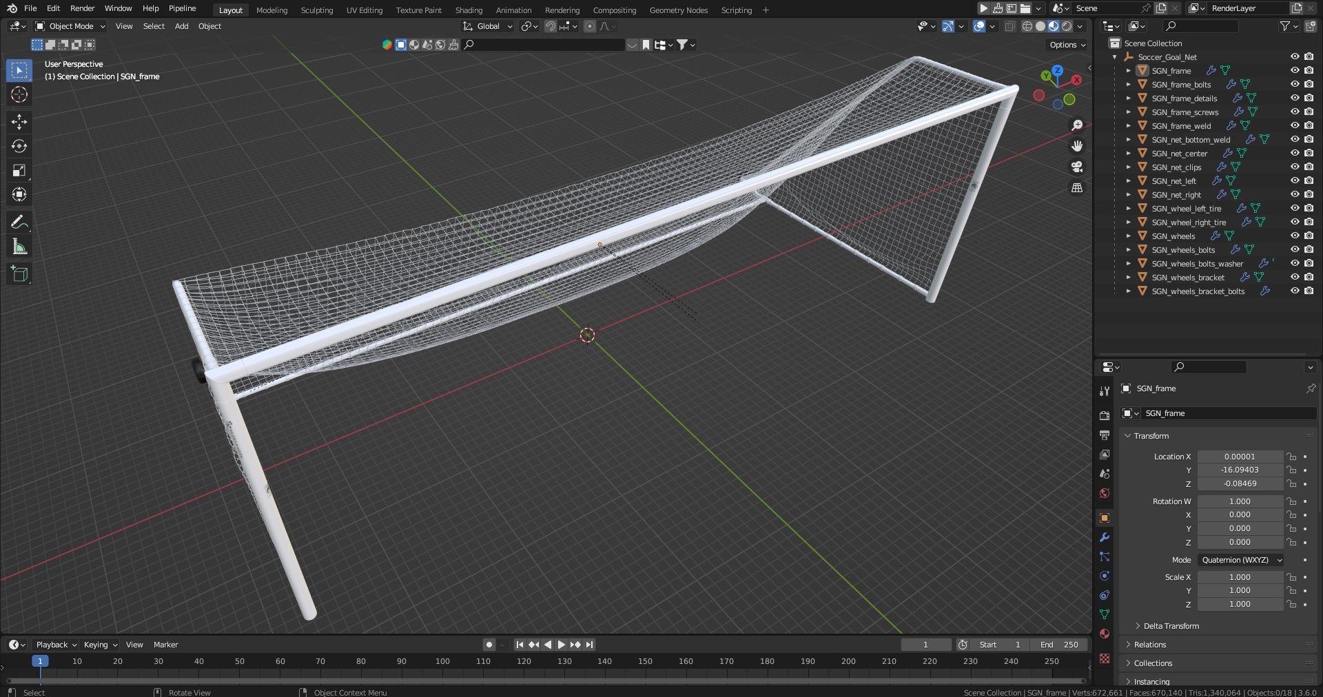 3D model Soccer Goal Net