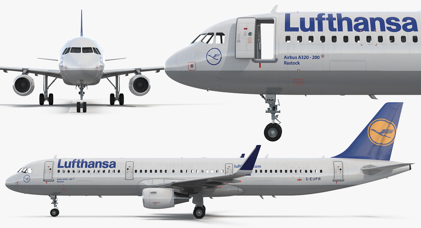 Airbus A321 Lufthansa with Interior Rigged 3D