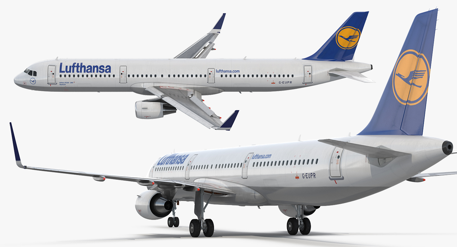 Airbus A321 Lufthansa with Interior Rigged 3D