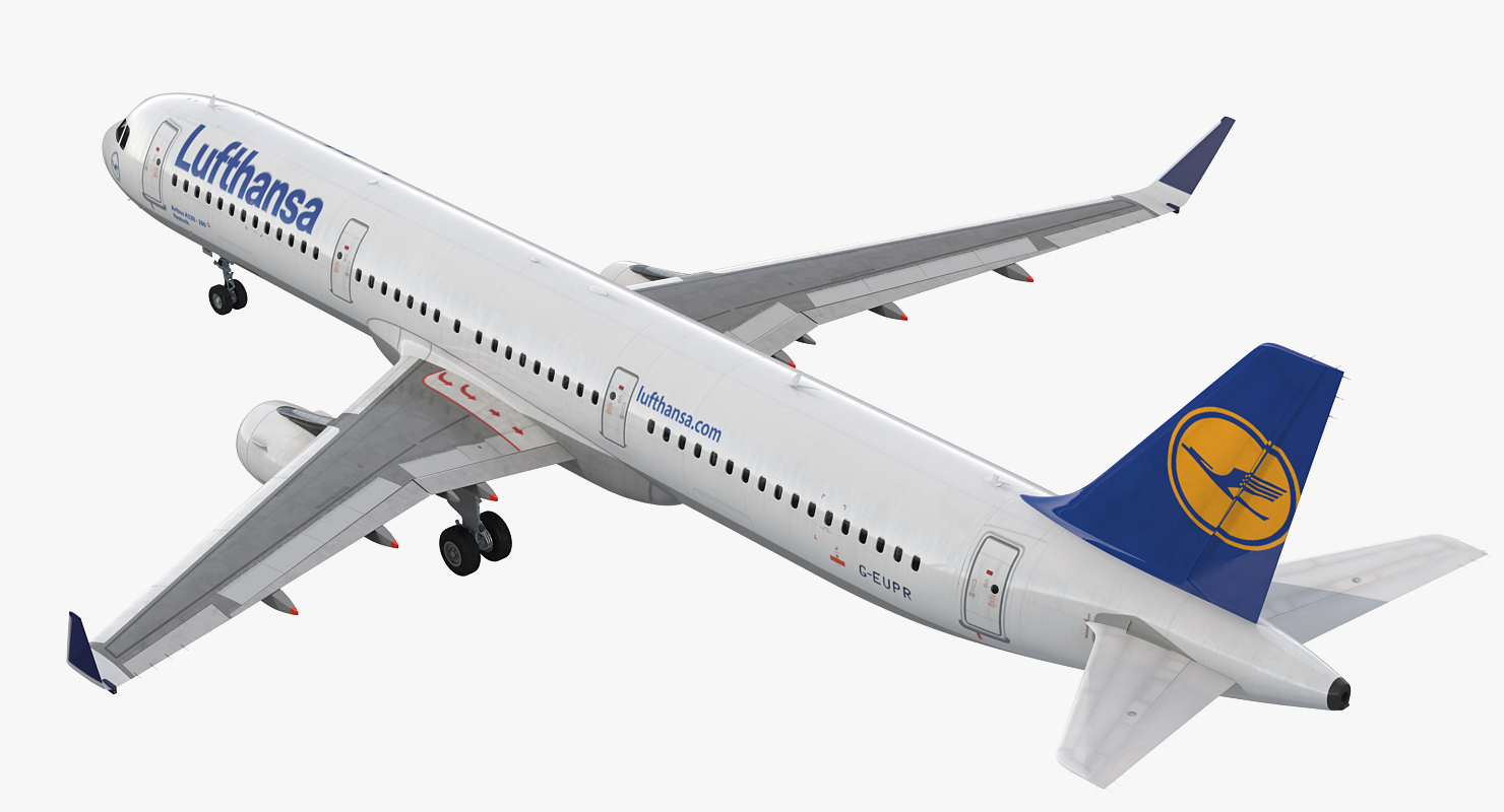 Airbus A321 Lufthansa with Interior Rigged 3D
