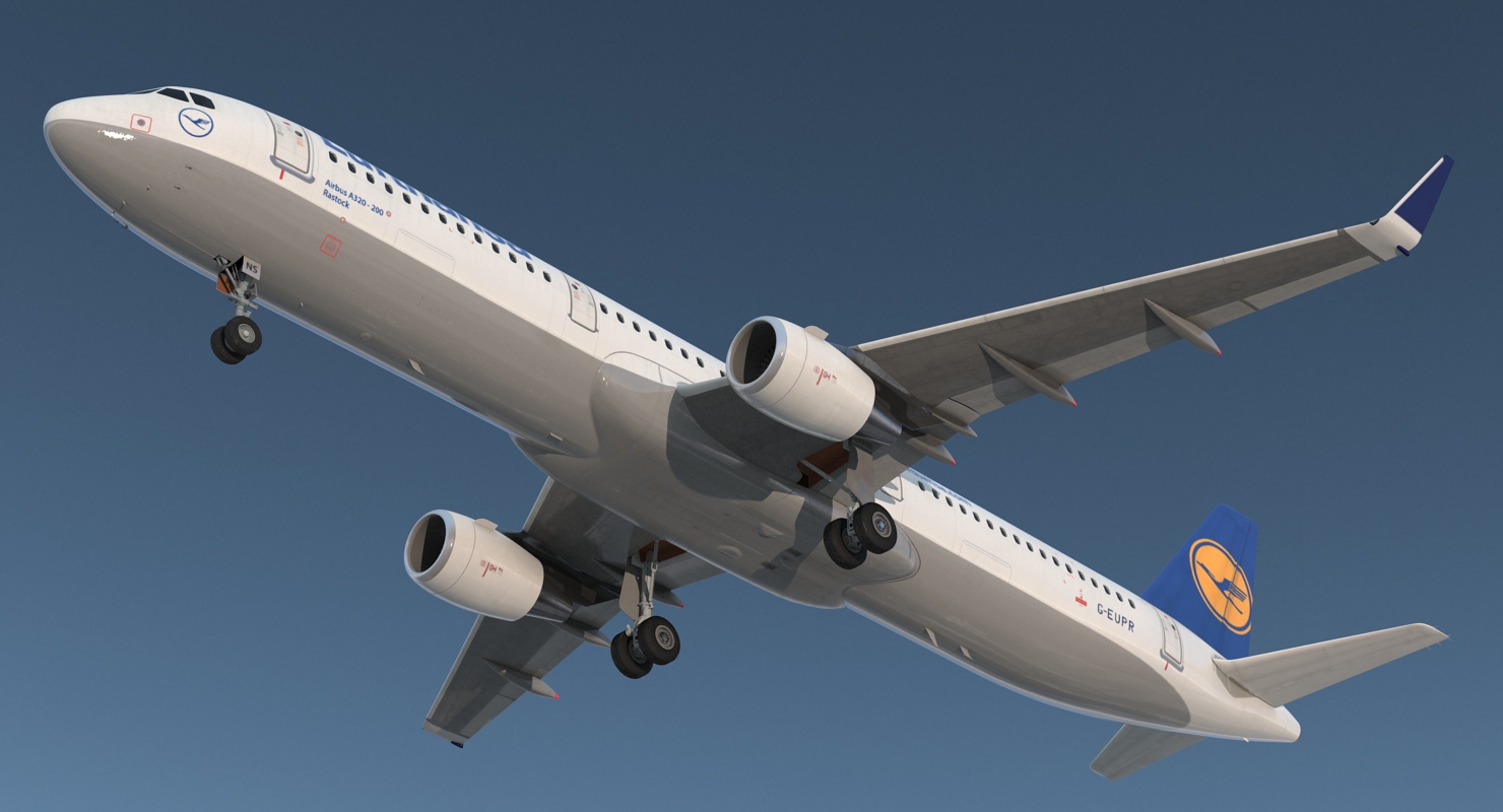 Airbus A321 Lufthansa with Interior Rigged 3D