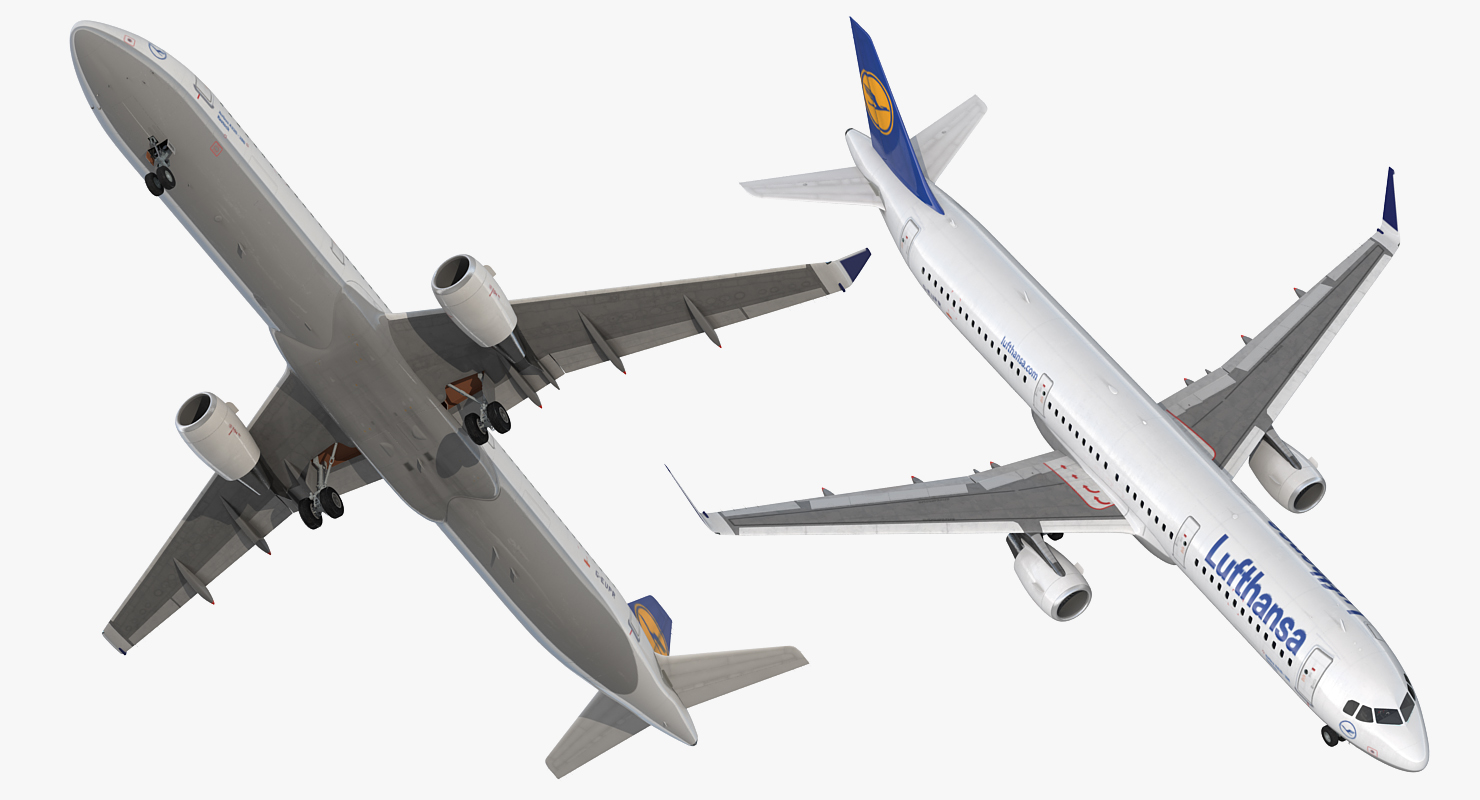 Airbus A321 Lufthansa with Interior Rigged 3D