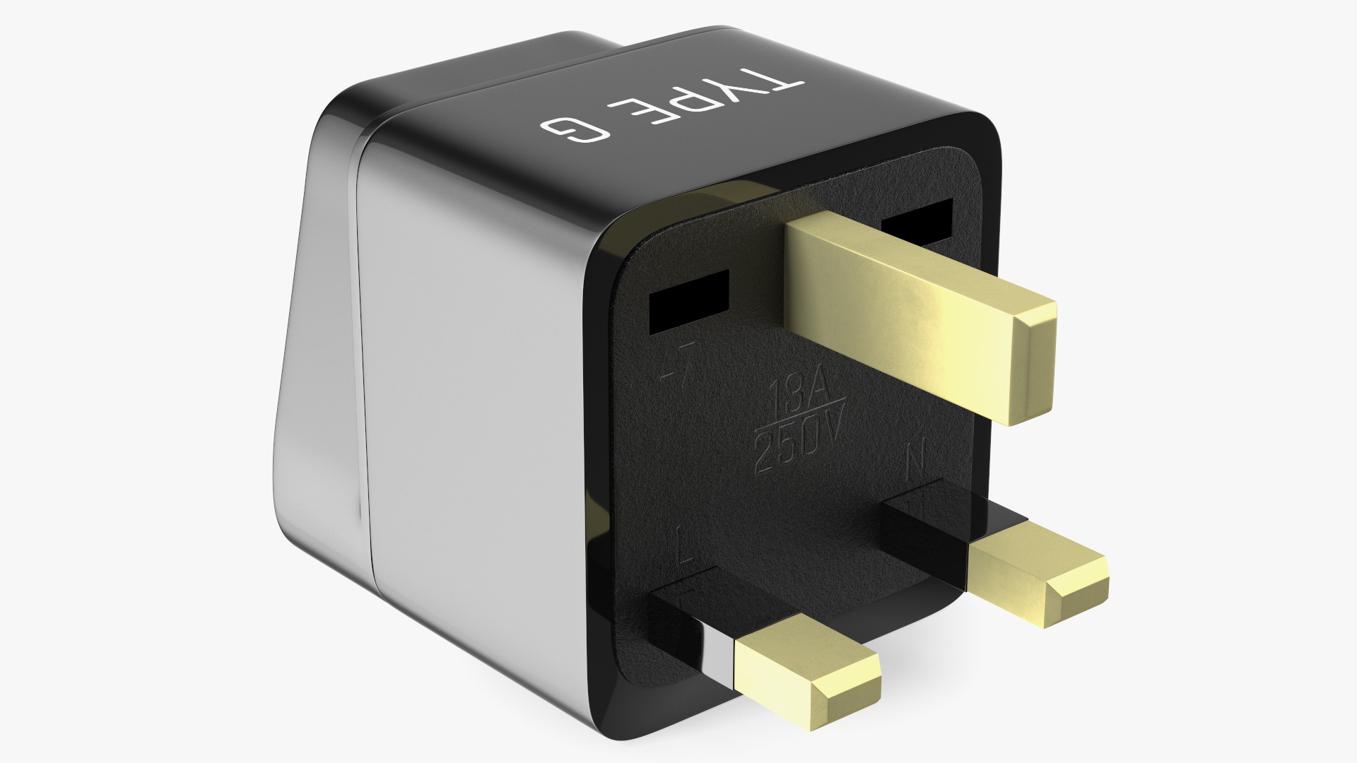 3D Electrical Plug Type G Adapter Black