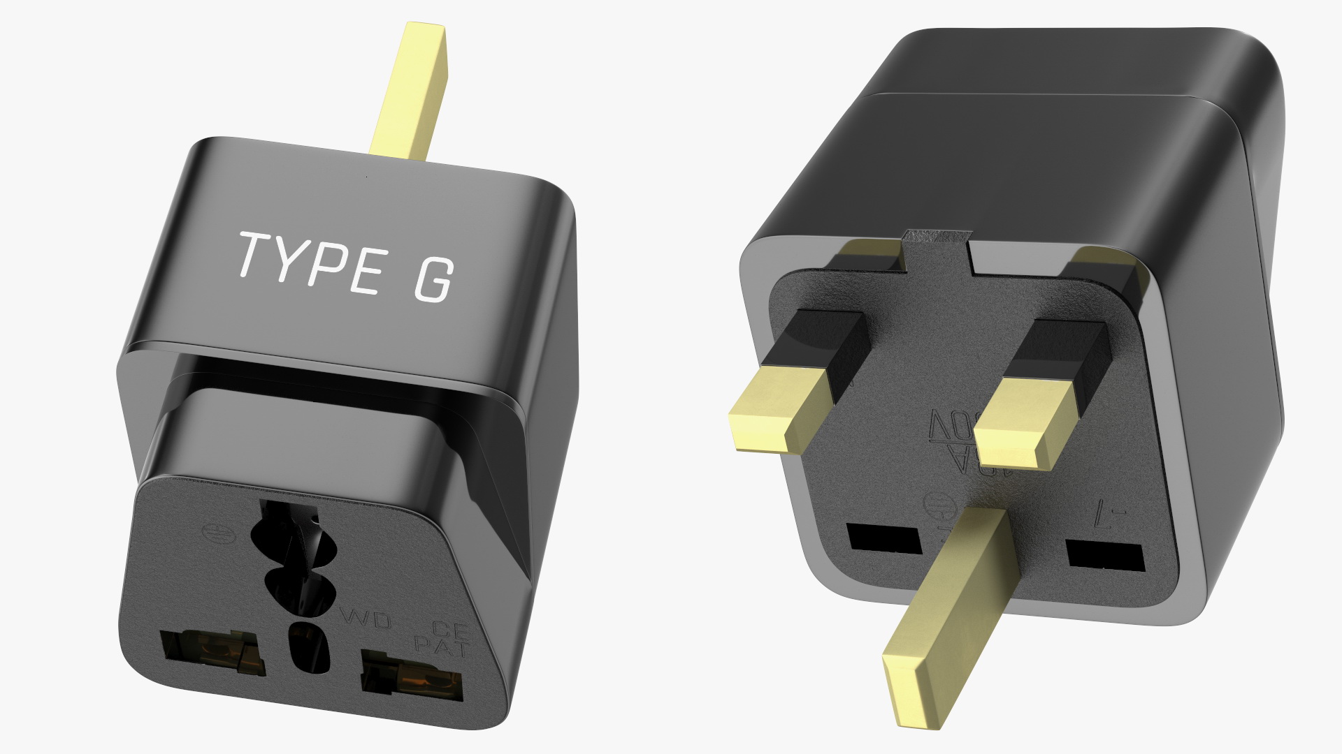 3D Electrical Plug Type G Adapter Black