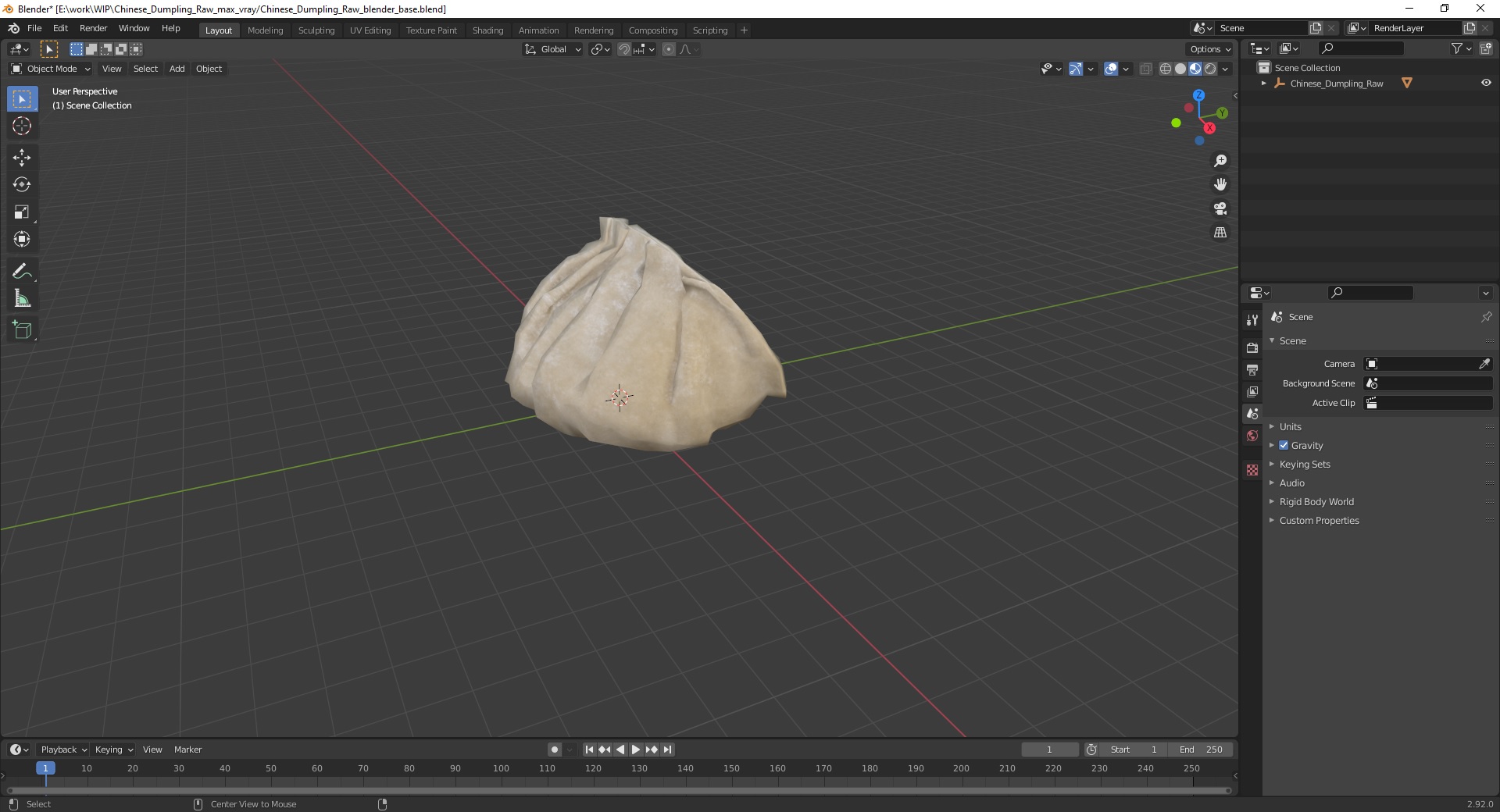3D model Chinese Dumpling Raw