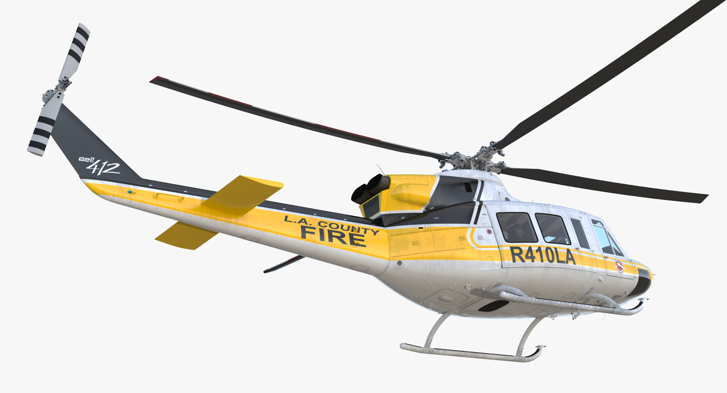 3D model Bell 412 Fire Department Helicopter