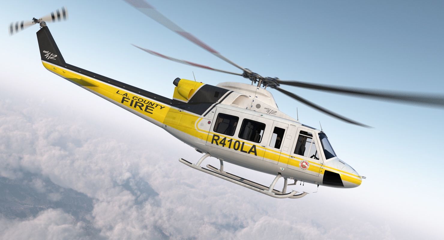 3D model Bell 412 Fire Department Helicopter
