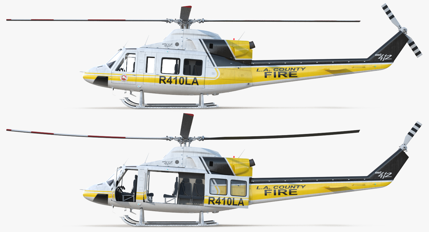3D model Bell 412 Fire Department Helicopter