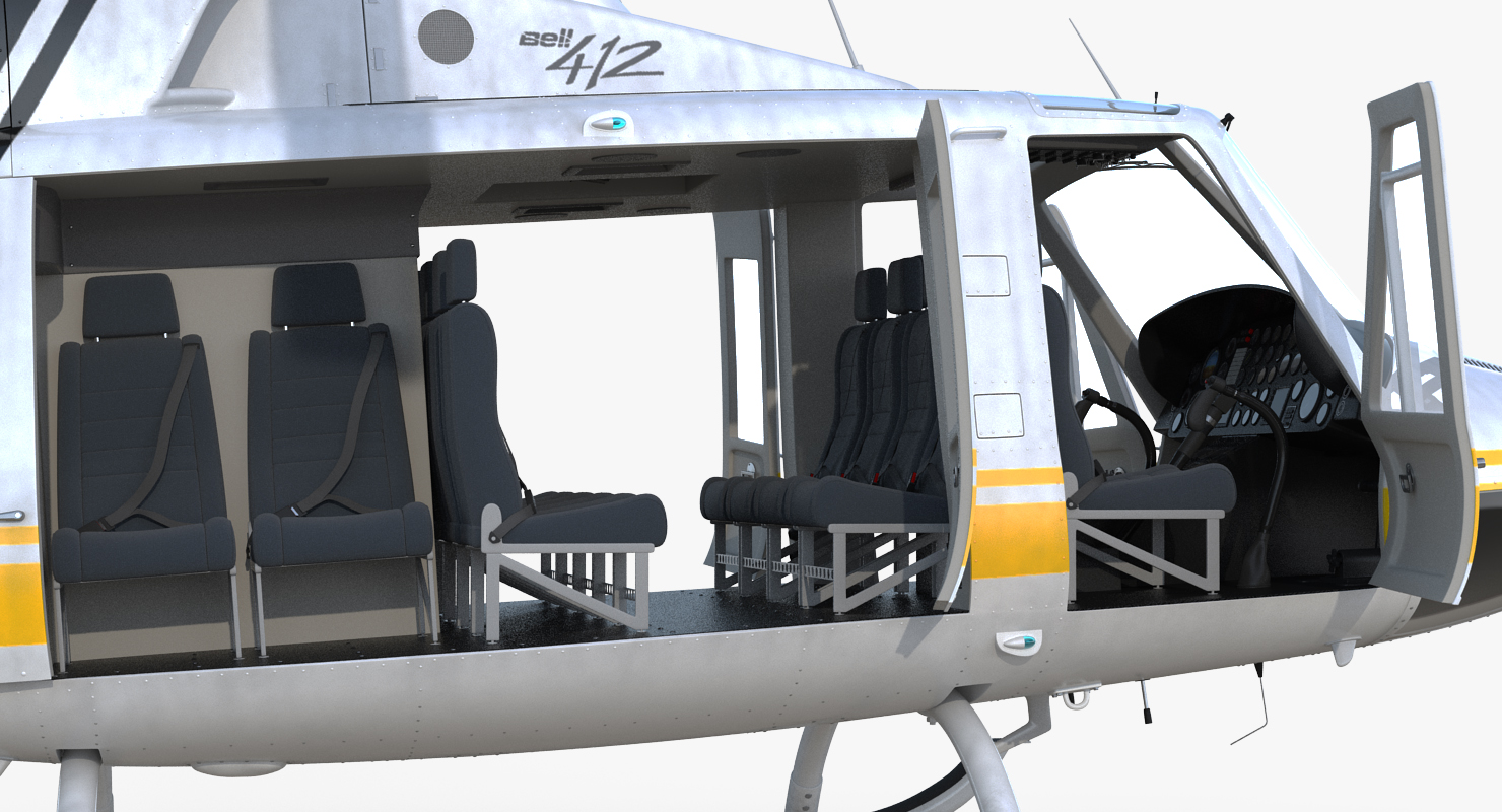 3D model Bell 412 Fire Department Helicopter