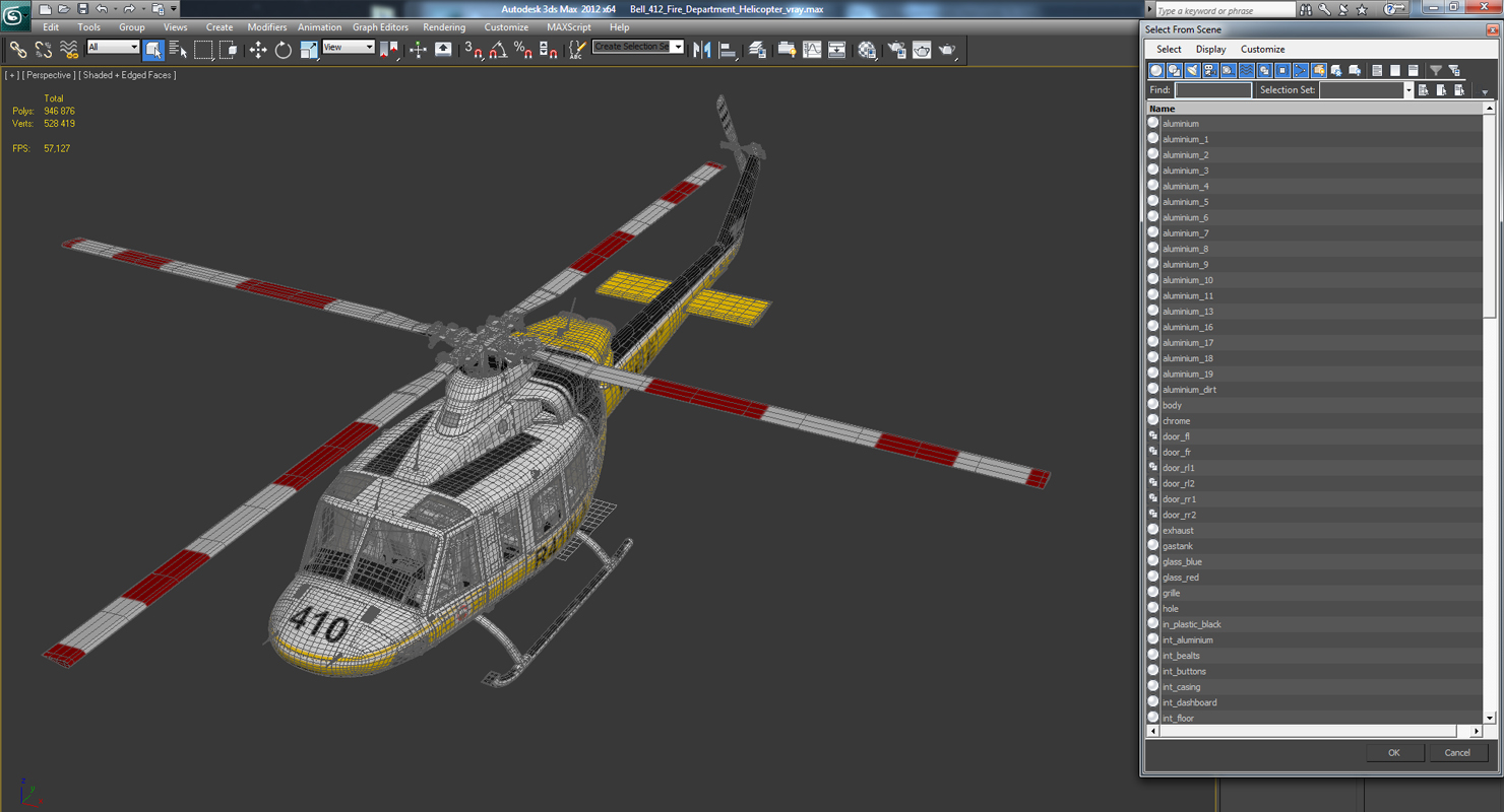 3D model Bell 412 Fire Department Helicopter