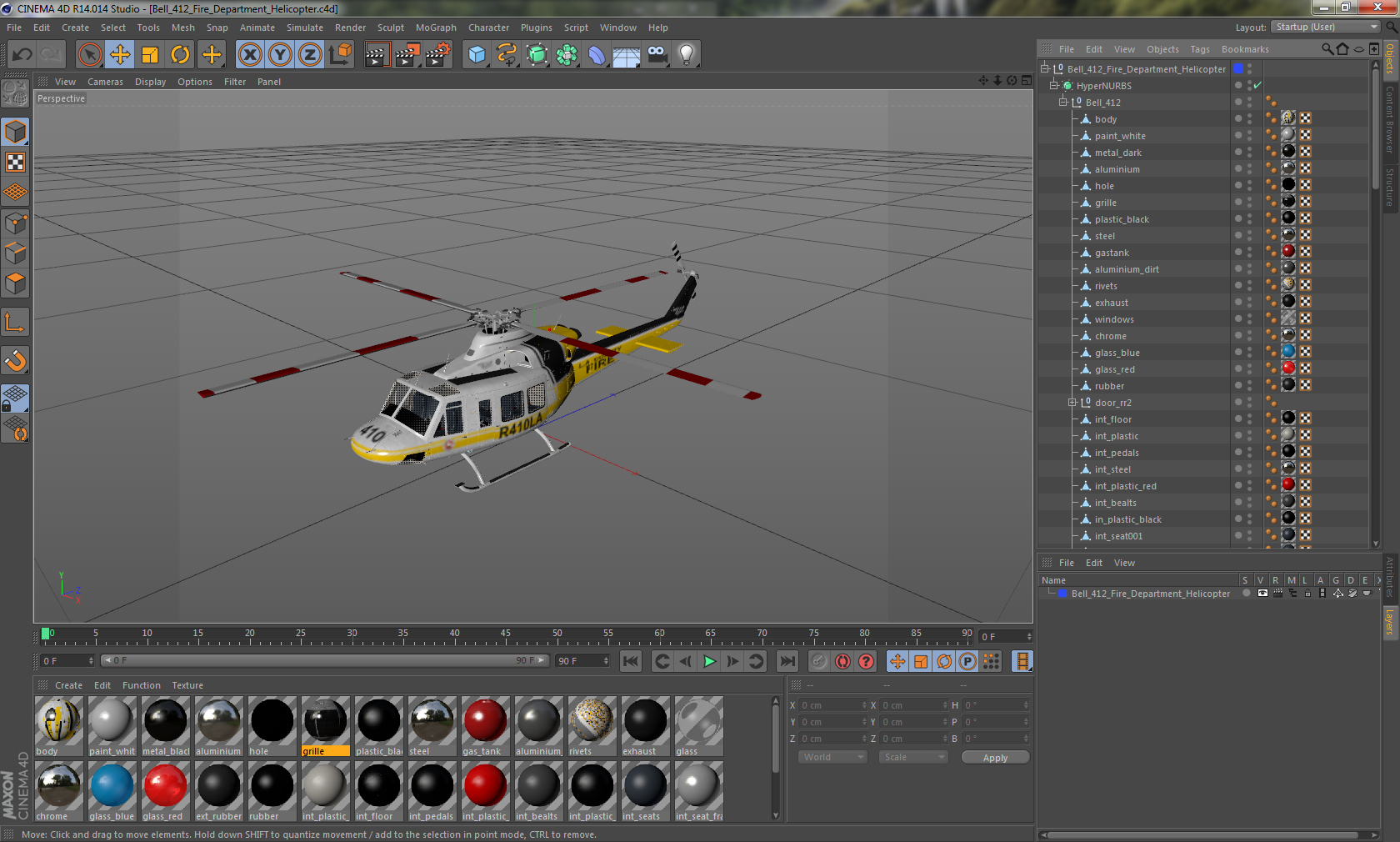 3D model Bell 412 Fire Department Helicopter