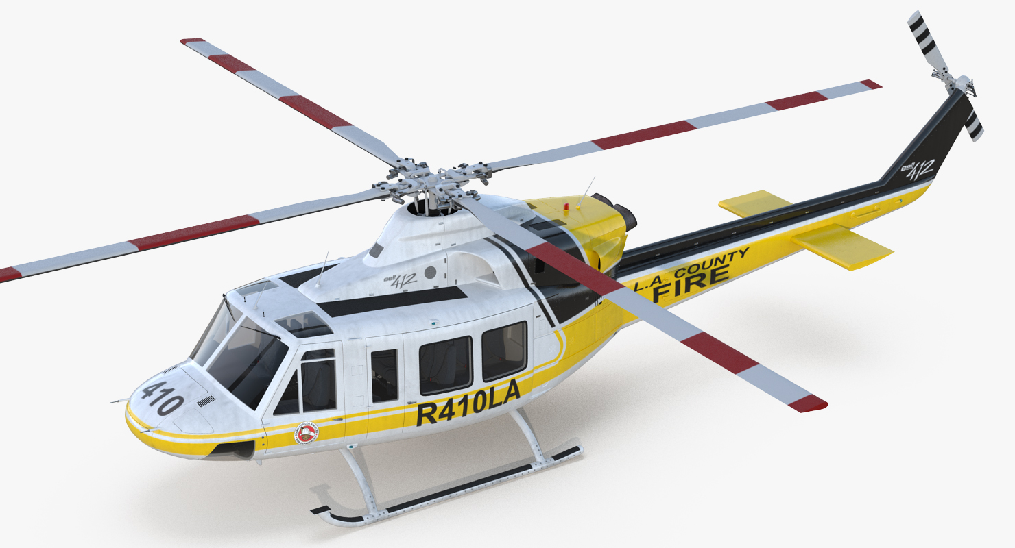 3D model Bell 412 Fire Department Helicopter
