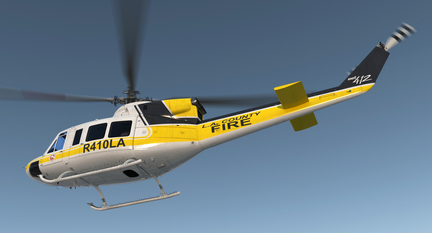 3D model Bell 412 Fire Department Helicopter