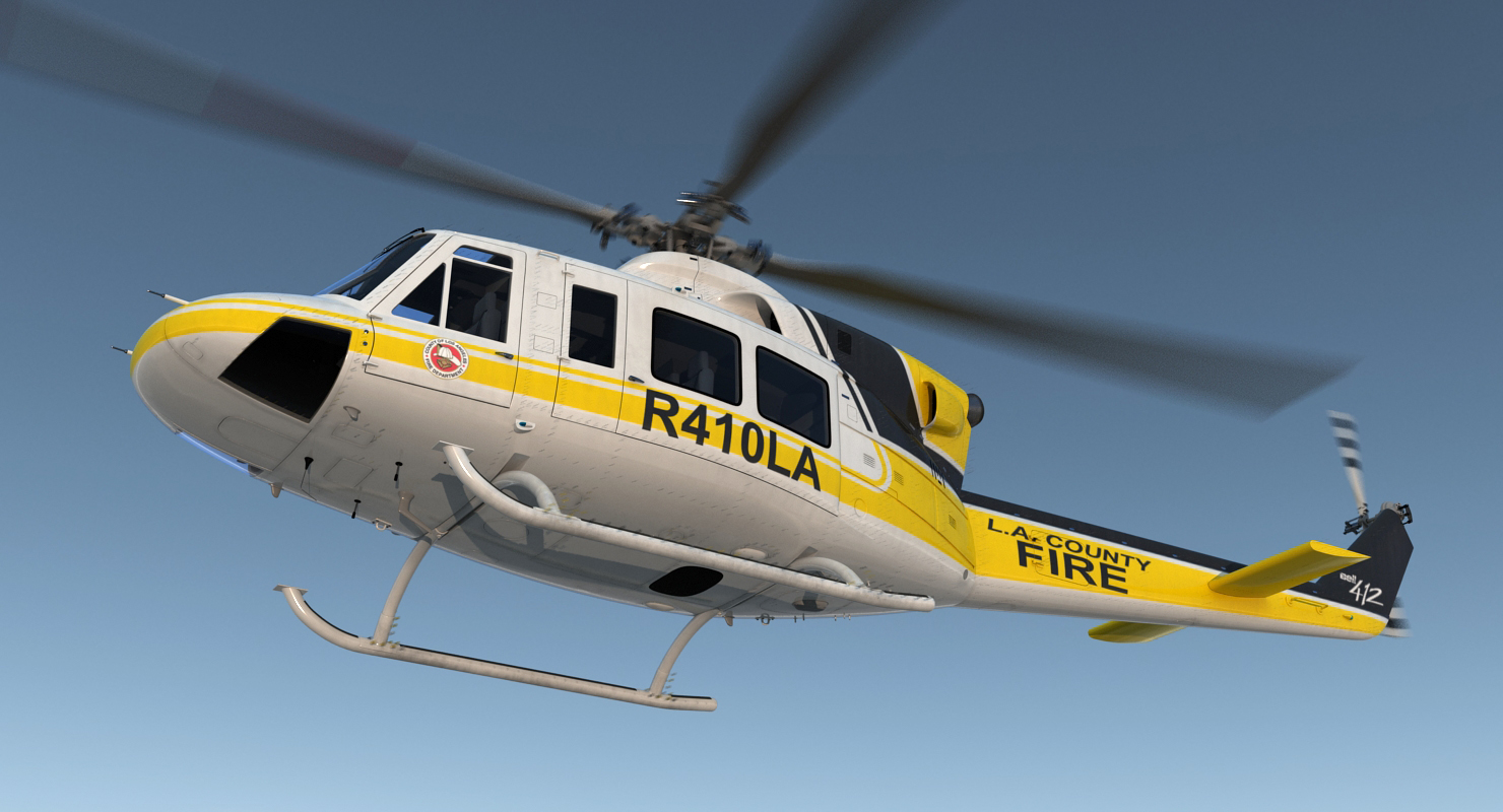 3D model Bell 412 Fire Department Helicopter