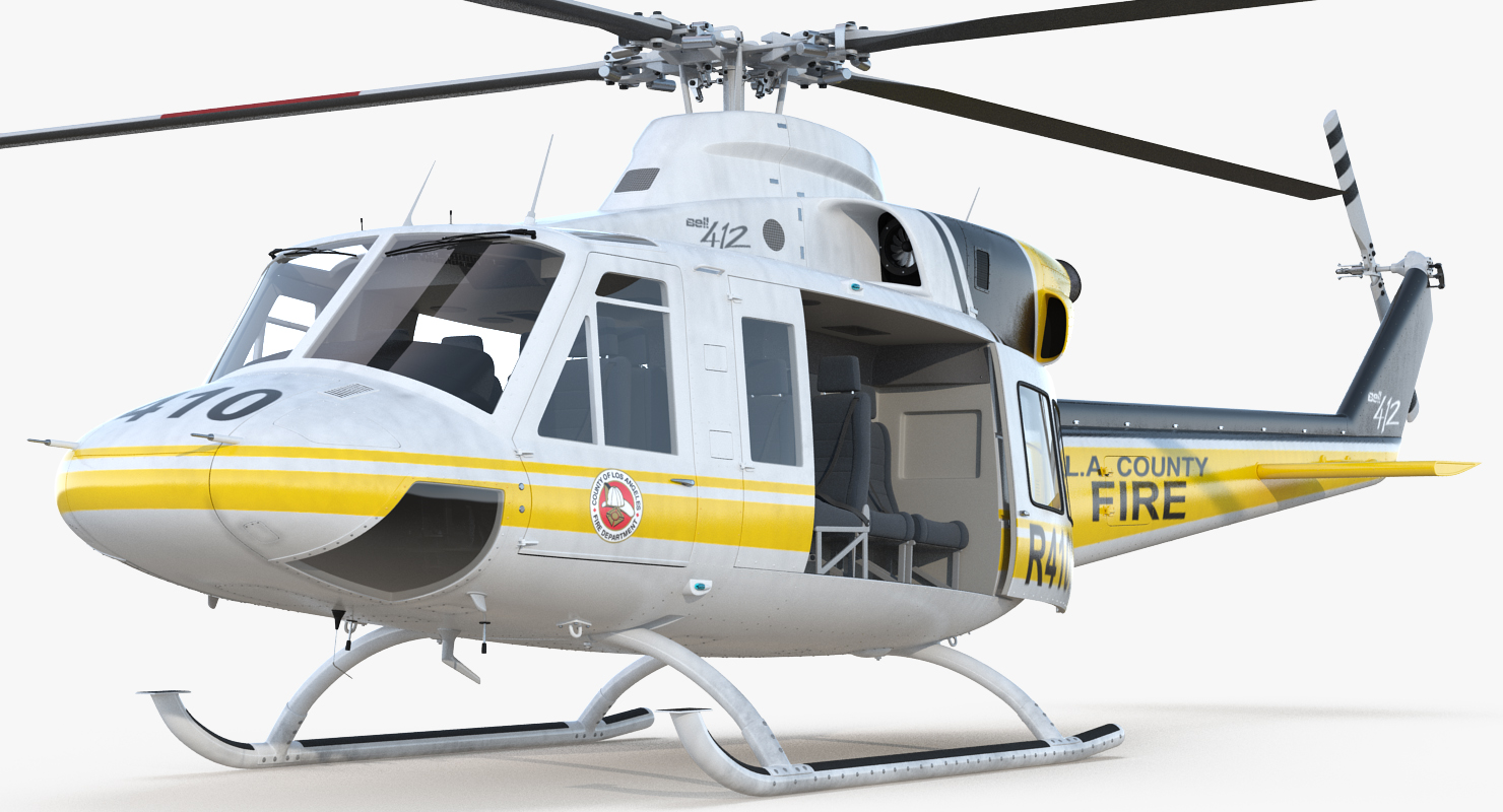 3D model Bell 412 Fire Department Helicopter