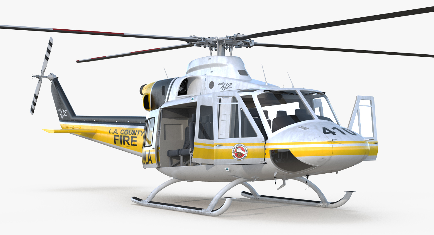 3D model Bell 412 Fire Department Helicopter