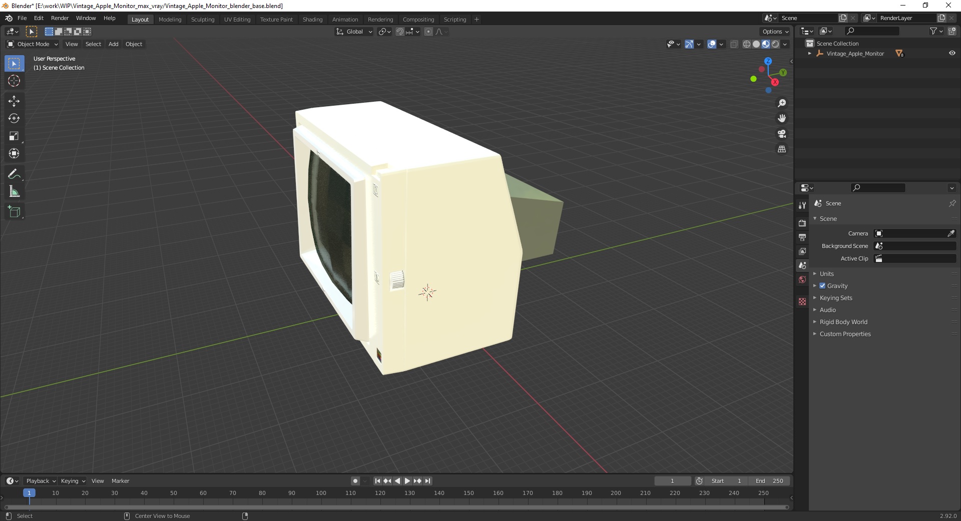 3D Vintage Apple Monitor