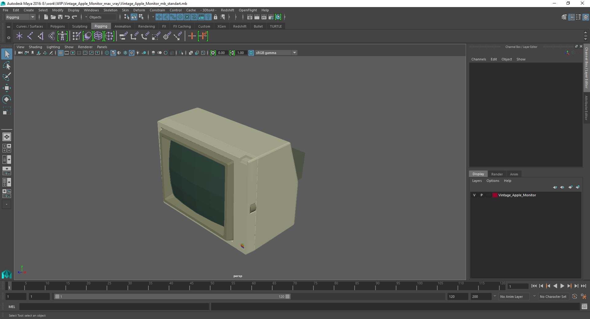 3D Vintage Apple Monitor