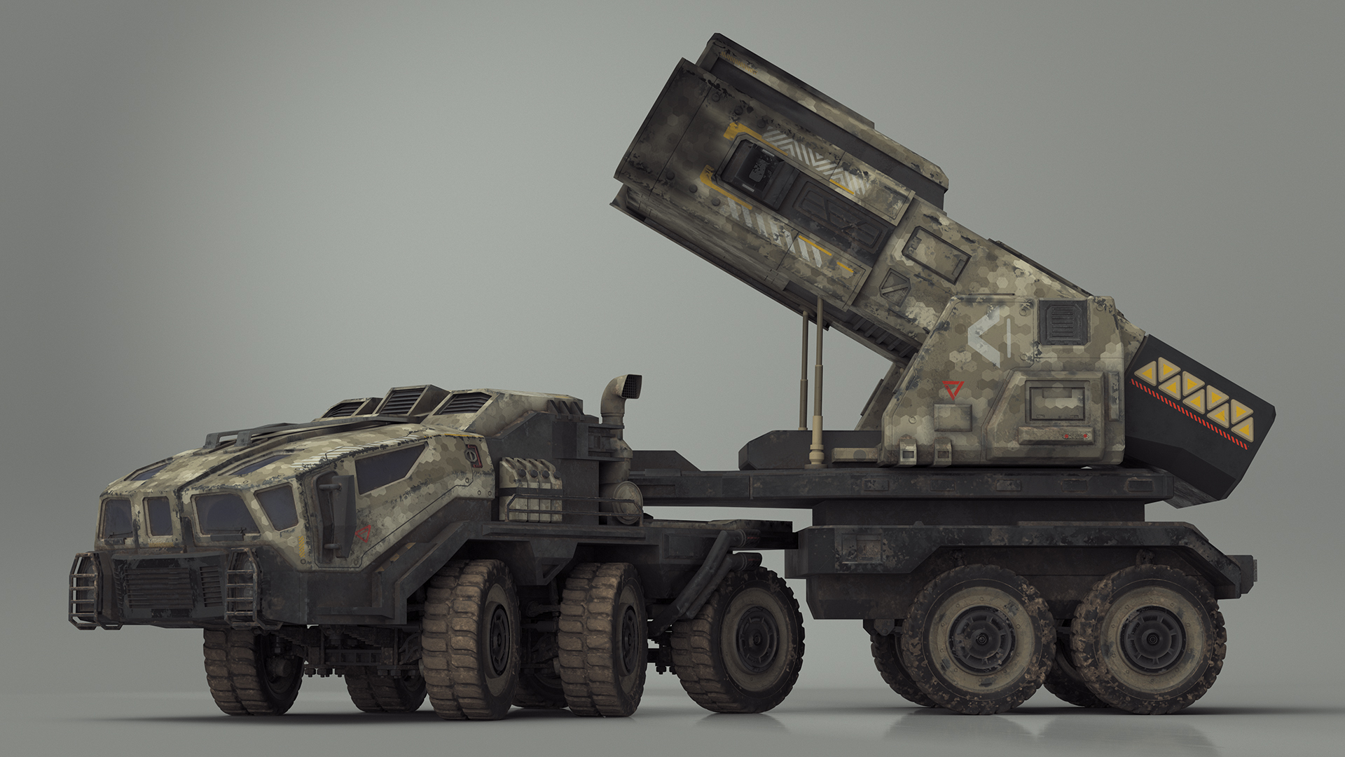 3D Sci Fi Military Transport Vehicle Dirty Rigged