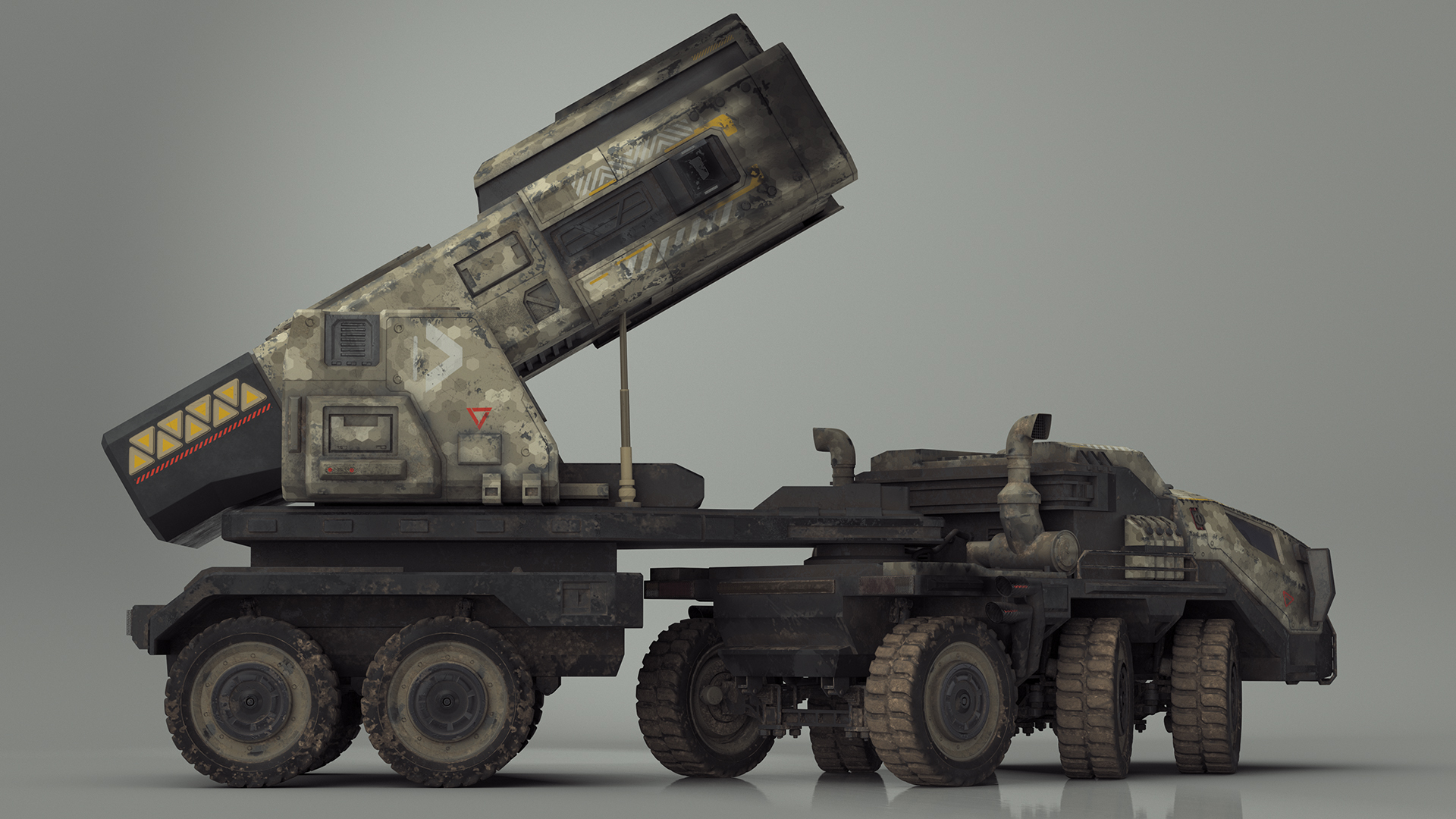 3D Sci Fi Military Transport Vehicle Dirty Rigged