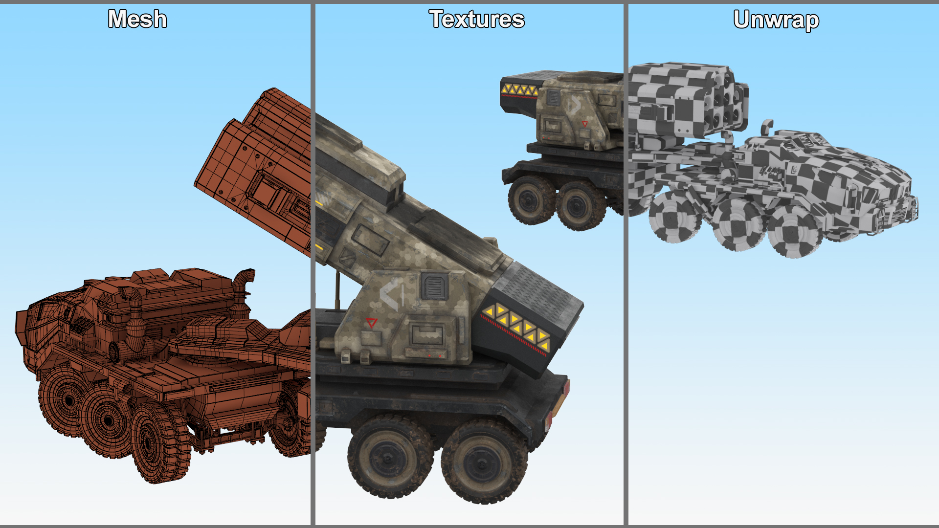 3D Sci Fi Military Transport Vehicle Dirty Rigged