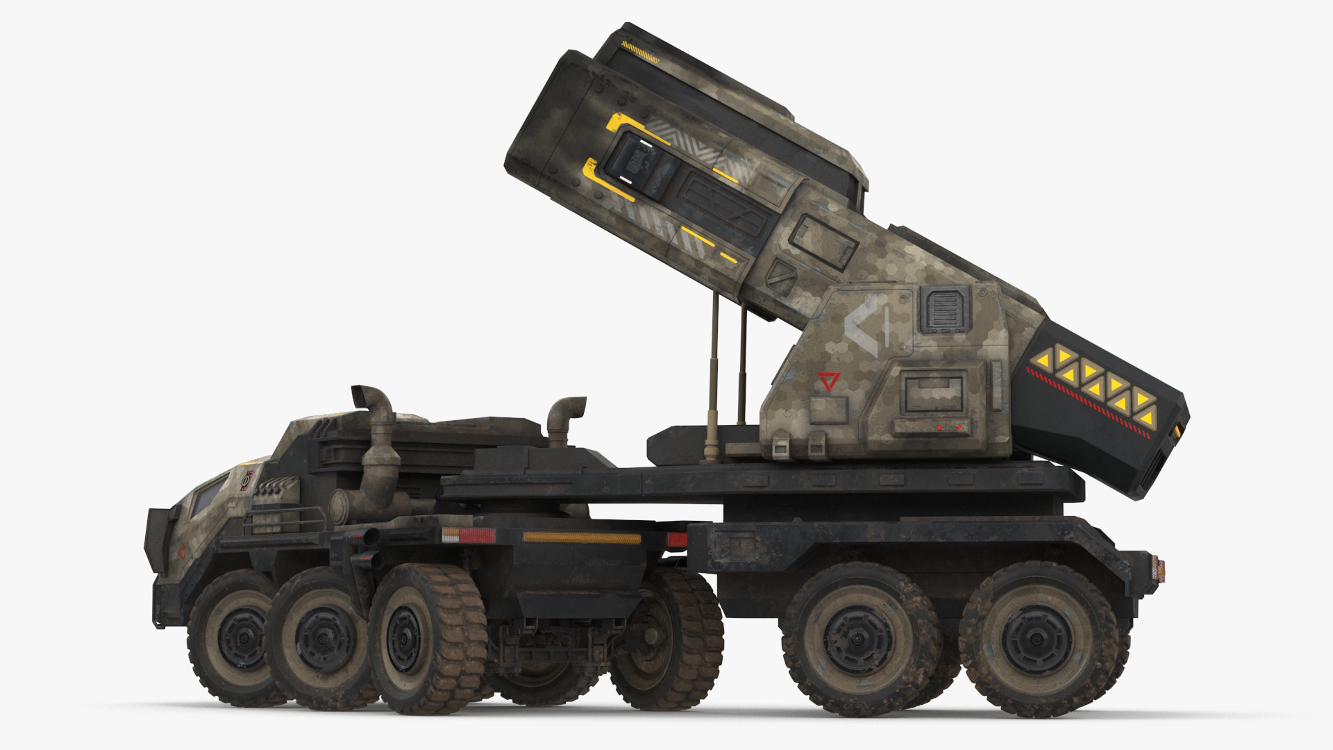 3D Sci Fi Military Transport Vehicle Dirty Rigged