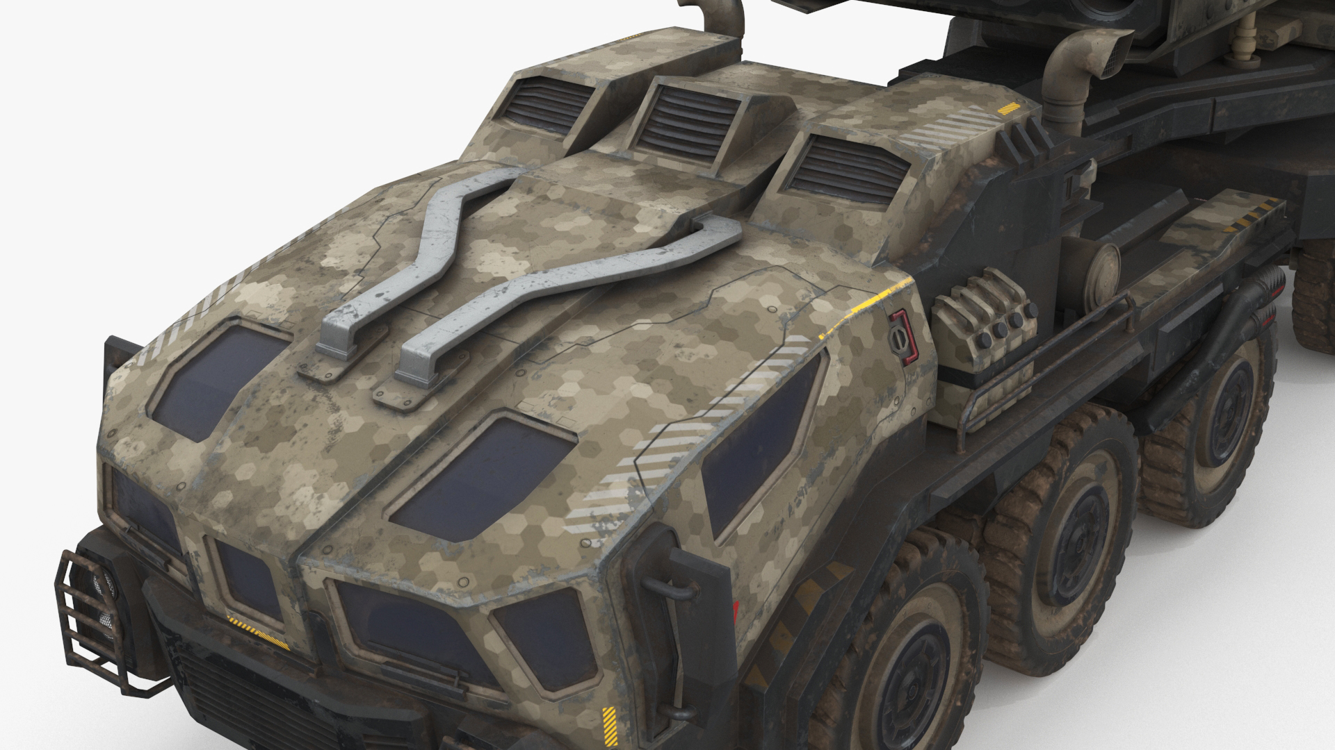 3D Sci Fi Military Transport Vehicle Dirty Rigged