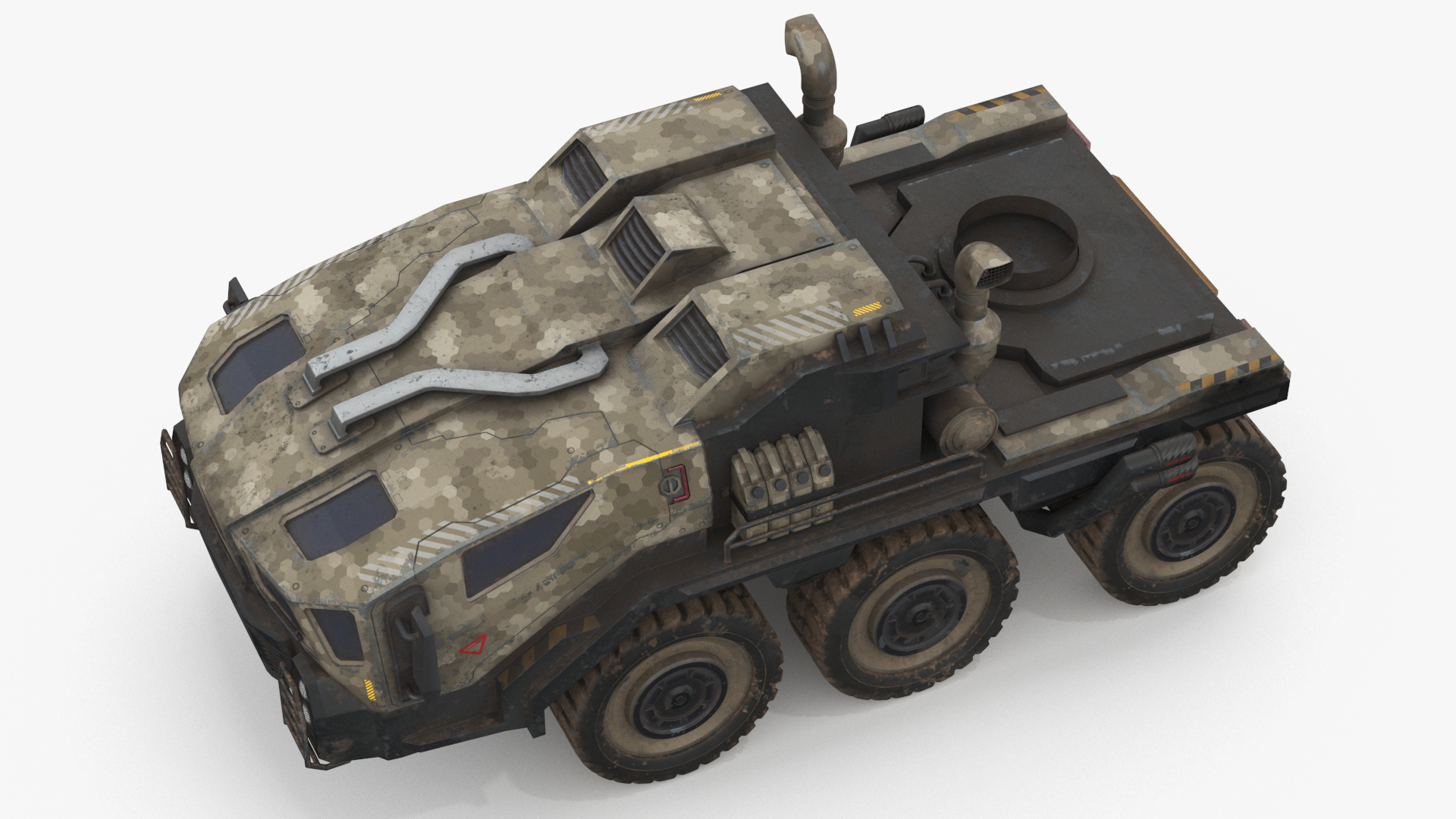 3D Sci Fi Military Transport Vehicle Dirty Rigged