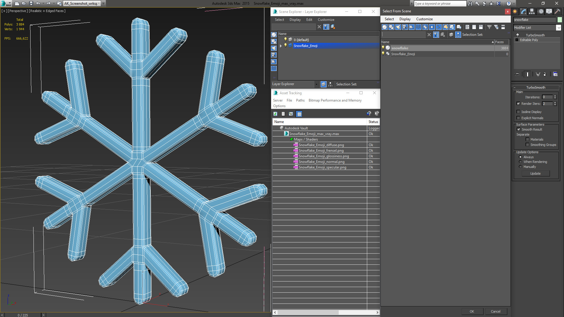 3D model Snowflake Emoji