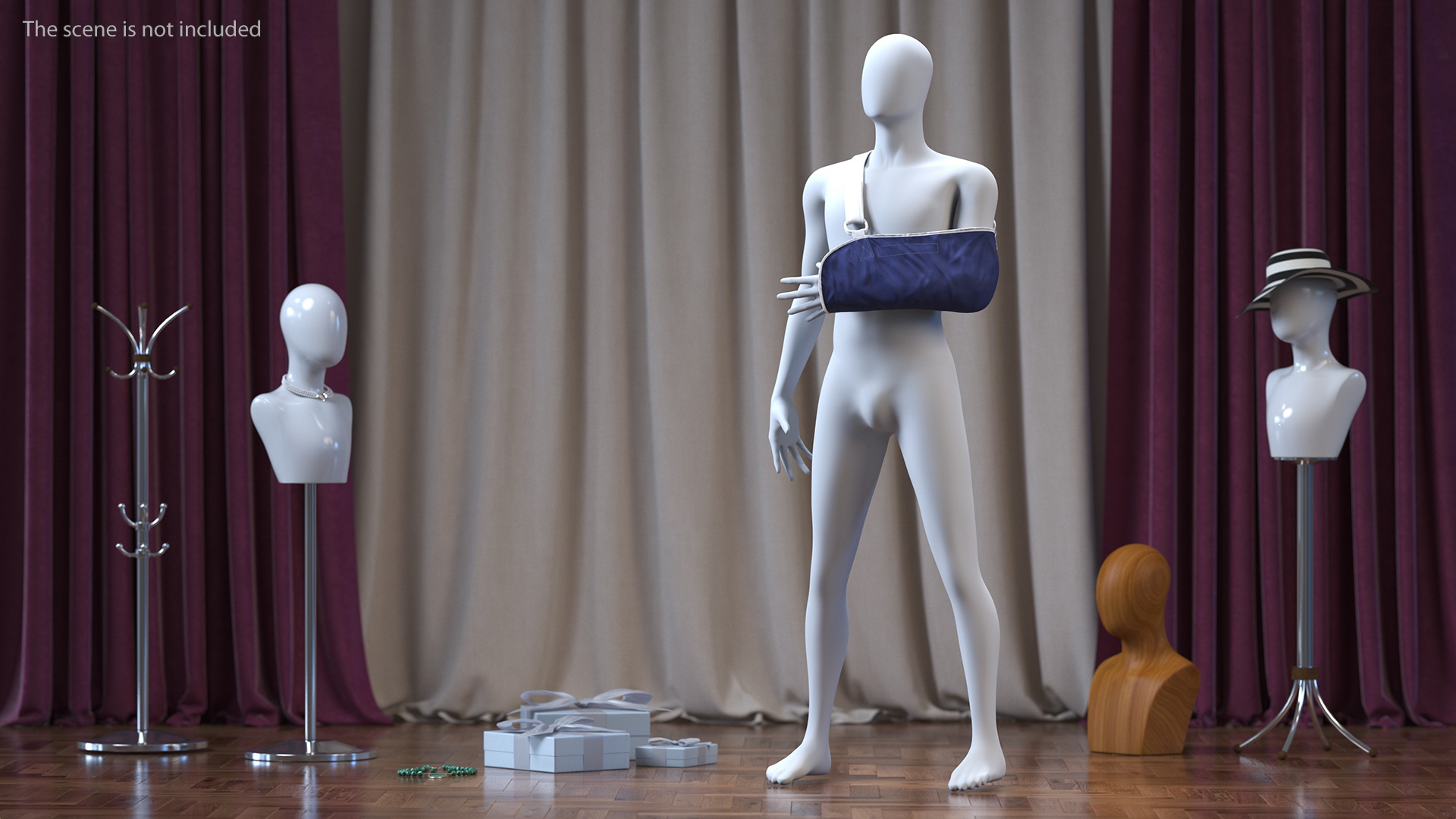 3D Arm Sling Bandage Blue Left Adjustable model