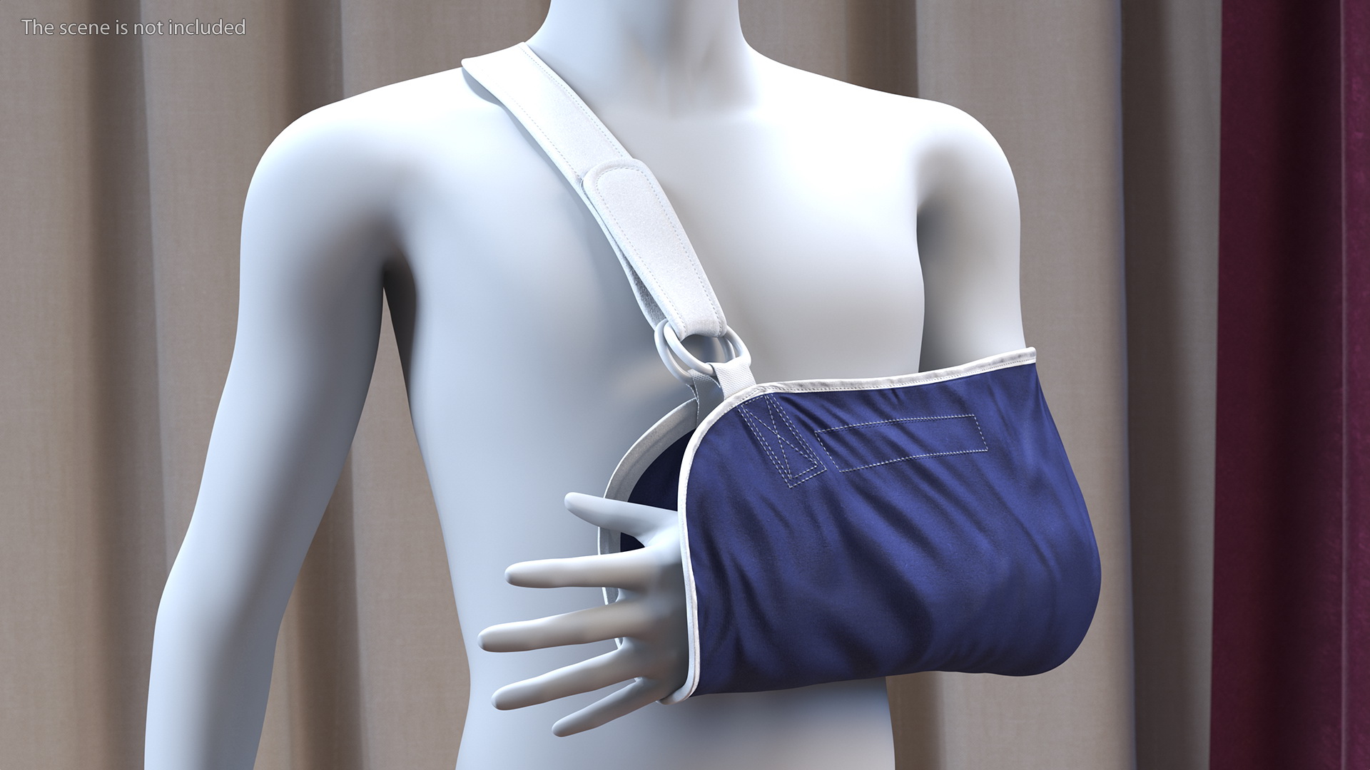 3D Arm Sling Bandage Blue Left Adjustable model